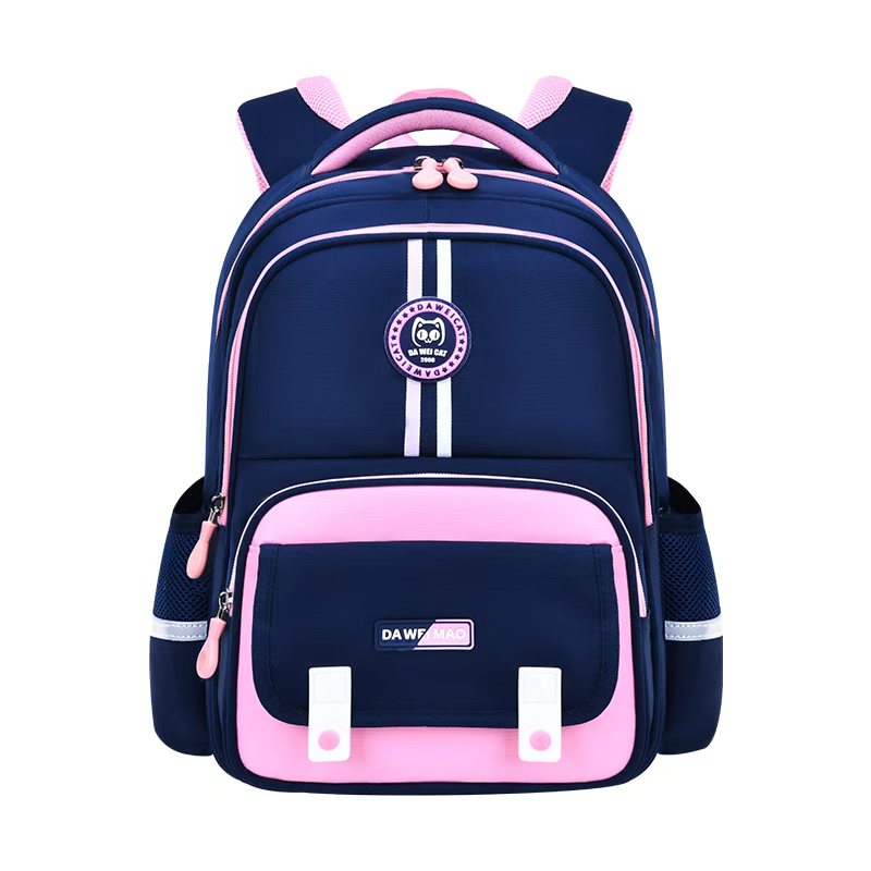 2026 moda simple patchwork niños casual mochila, impermeable y resistente al desgaste, gran capacidad, gran cola gato araña de protección reduce la carga para los estudiantes de primaria 1-6 grado mochila escolar detail image 10