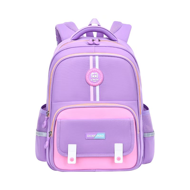 2026 moda simple patchwork niños casual mochila, impermeable y resistente al desgaste, gran capacidad, gran cola gato araña de protección reduce la carga para los estudiantes de primaria 1-6 grado mochila escolar detail image 13