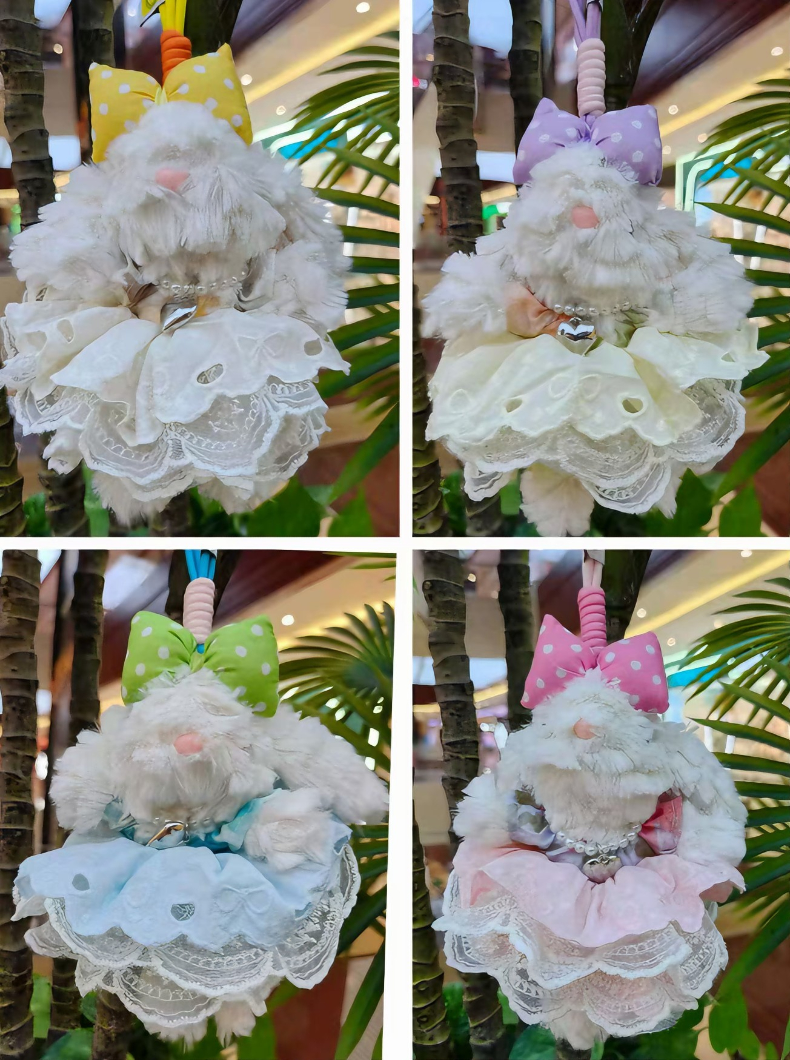 Colgante de orejas conejo peluche llavero lindo simulación conejo colgante bolsa de escuela forma lindo details Picture