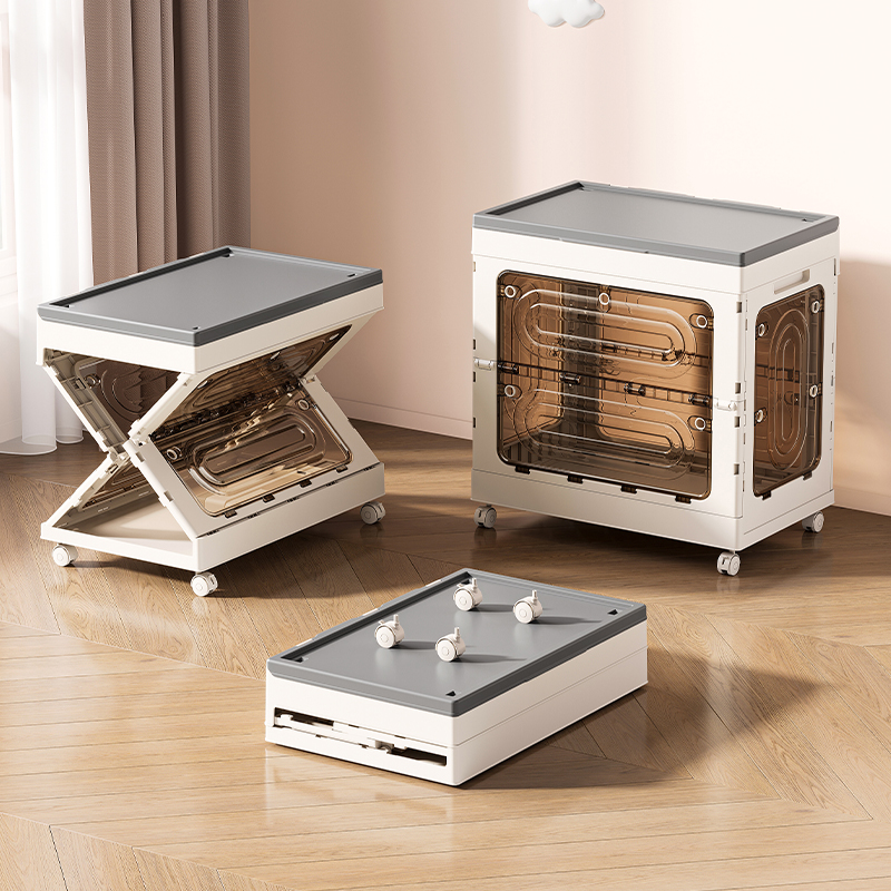 【CL】26Q3#1204 White wheeled plush toy outdoor storage box Plastic container Specification image