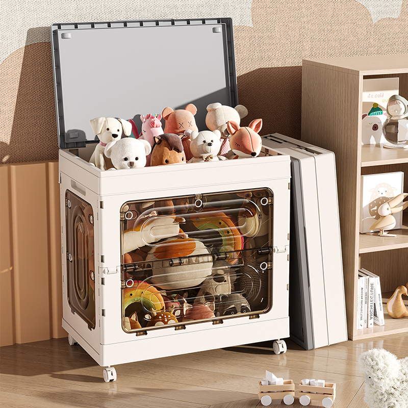 【CL】26Q3#1204 White wheeled plush toy outdoor storage box Plastic container