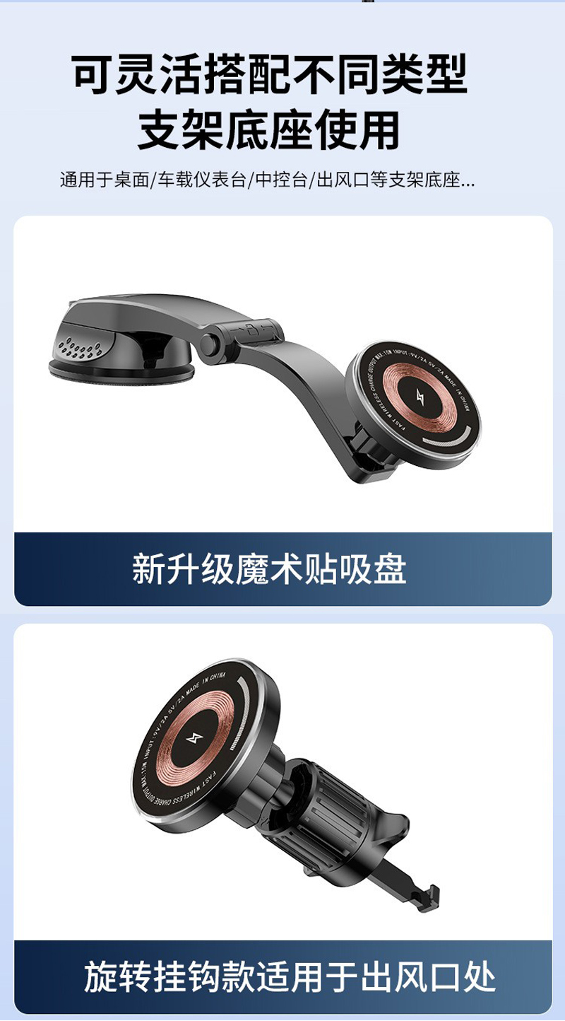YC30-A, B, C, D car rubber-bottom magnetic phone stand, magnetic phone stand, magnetic car center console phone stand, air outlet phone stand pic 9