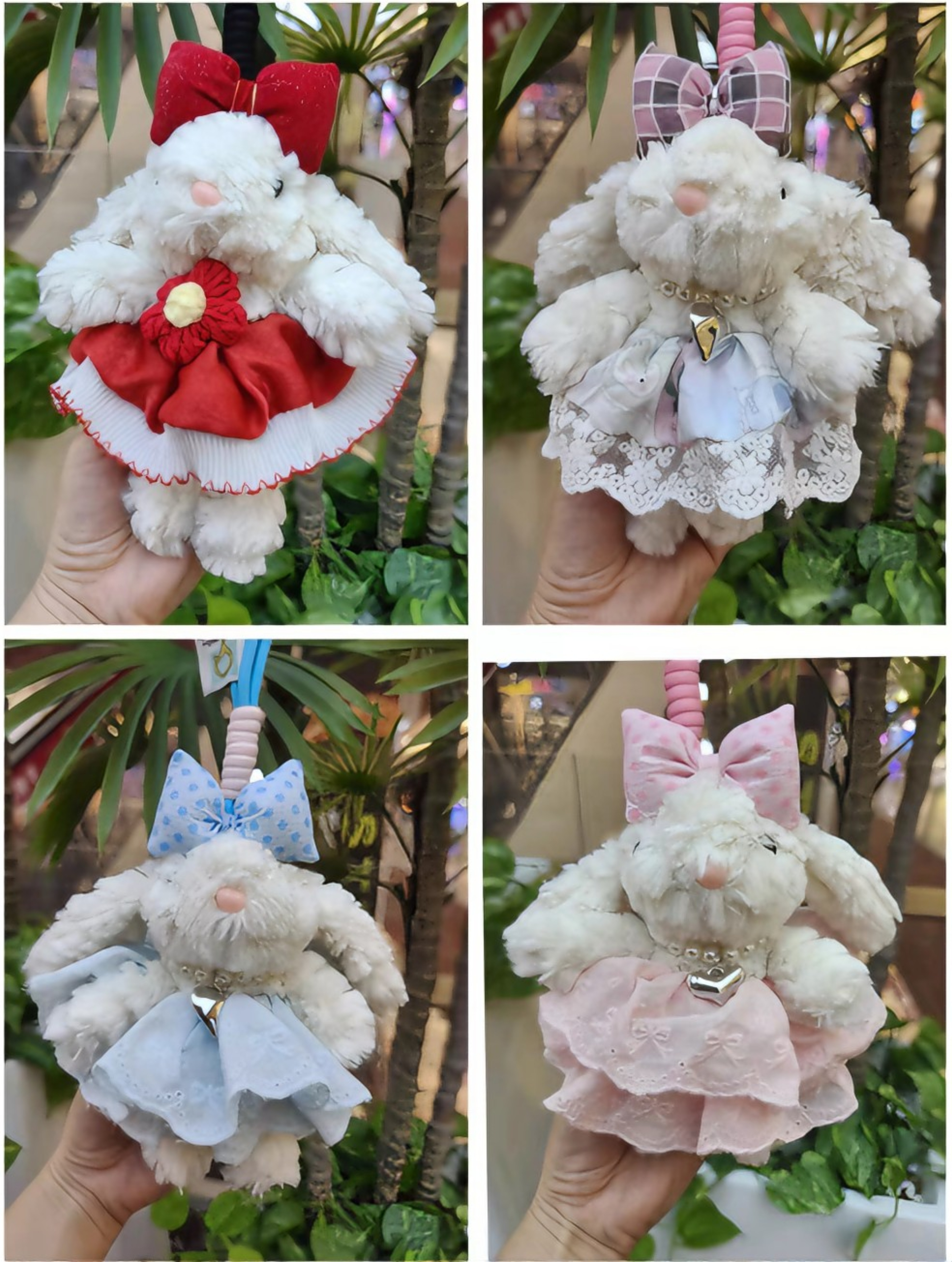 Colgante de orejas conejo peluche llavero lindo emulación conejo mochila escolar colgante Application Scenario