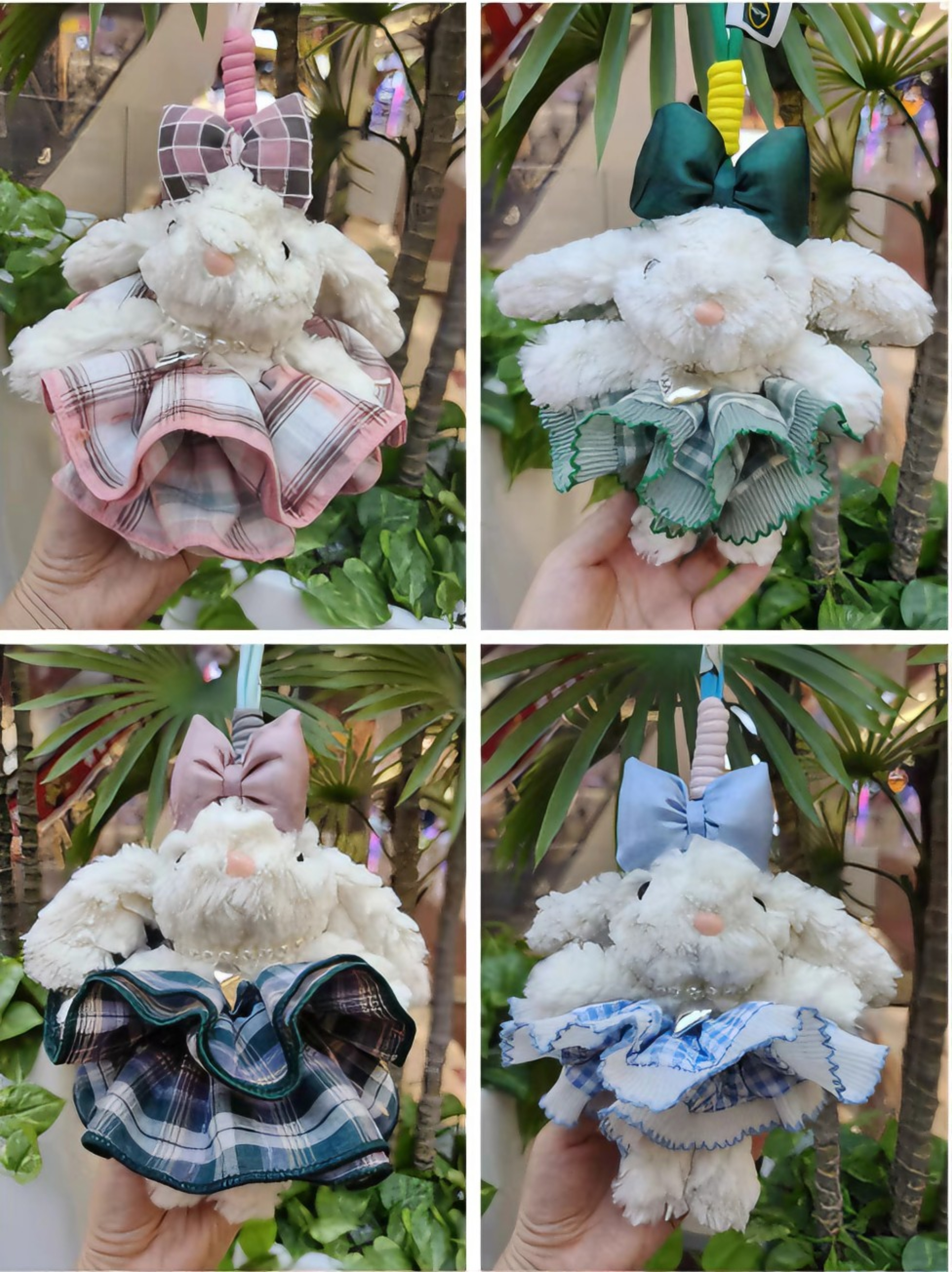 Colgante de orejas conejo peluche llavero lindo emulación conejo mochila escolar colgante Specification image