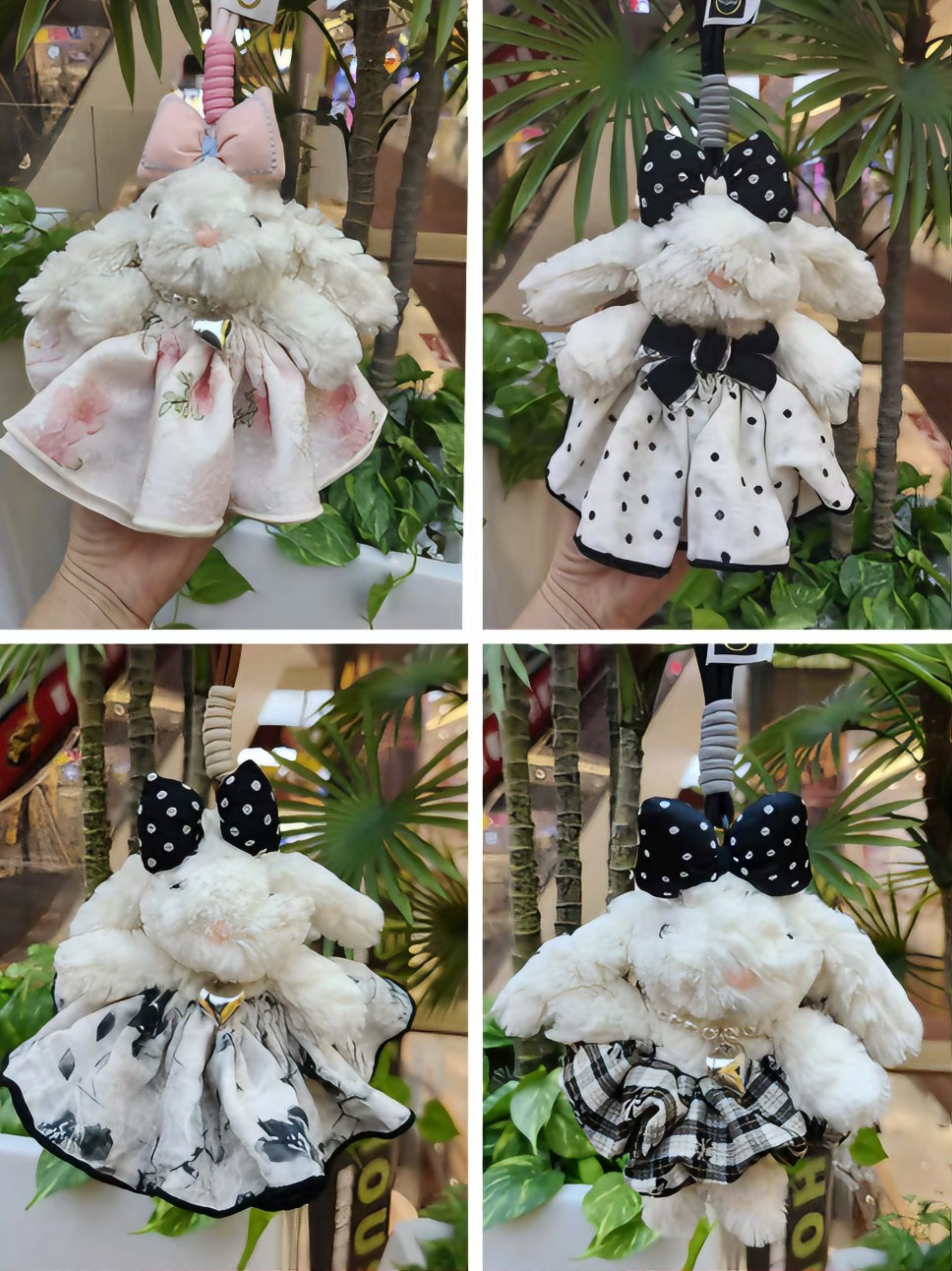 Colgante de orejas conejo peluche llavero lindo emulación conejo mochila escolar colgante