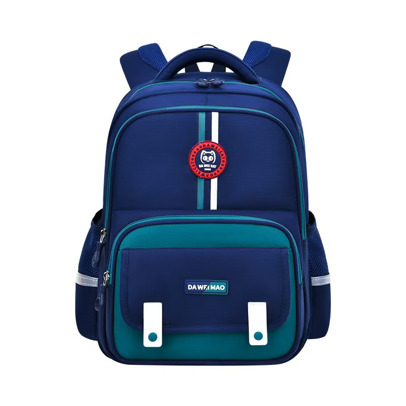 2026 moda simple patchwork niños casual mochila, impermeable y resistente al desgaste, gran capacidad, gran cola gato araña de protección reduce la carga para los estudiantes de primaria 1-6 grado mochila escolar detail image 9