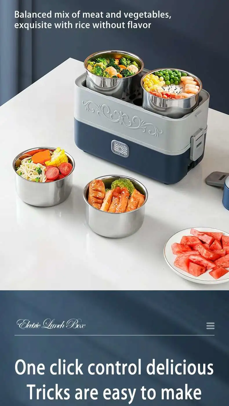 Multi-functional heating electric heating lunch box, hot rice and heat preservation, office workers cooking rice and food, electric heating self-heating steaming and boiling wonder, charging heat preservation lunch box, self-heating lunch box, stainless steel tableware, hardware charging heating heat preservation lunch box detail image 13