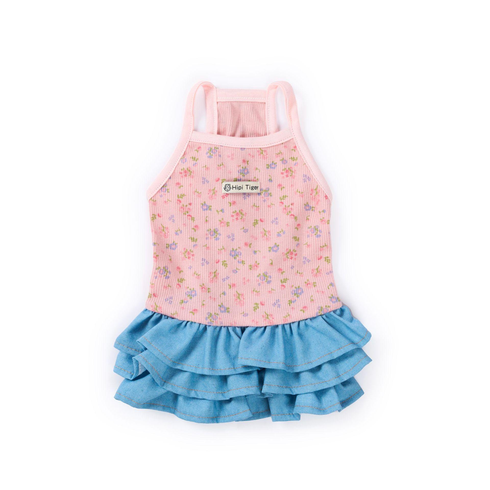 Cross-border exclusive anti-shedding breathable floral pet dress, Korean small dog clothing, denim skirt hem Application Scenario