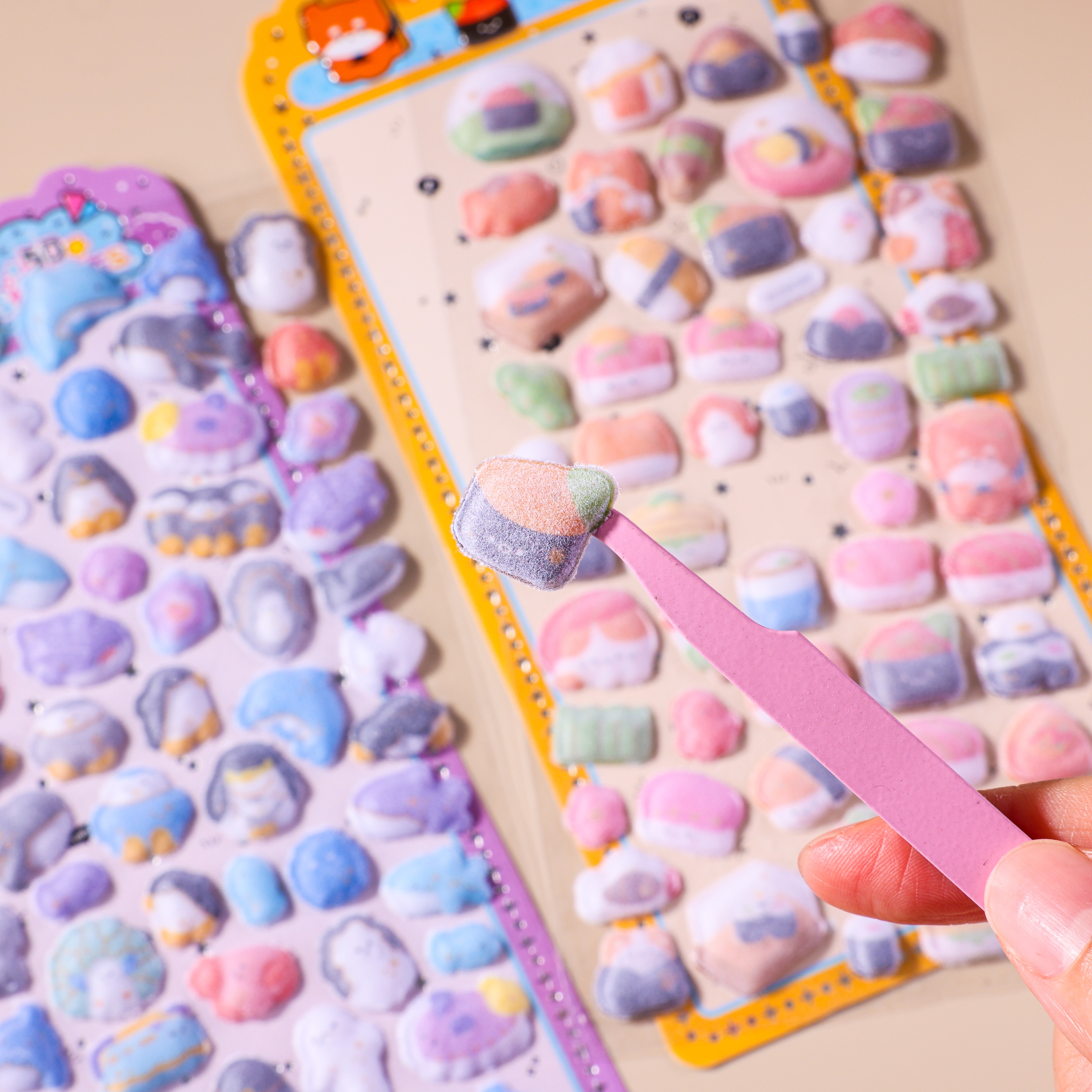Plush embossed cartoon 3D stickers, cute diy mobile phone decorative stickers, handbooks, plush 3D decorative stickers Item Picture
