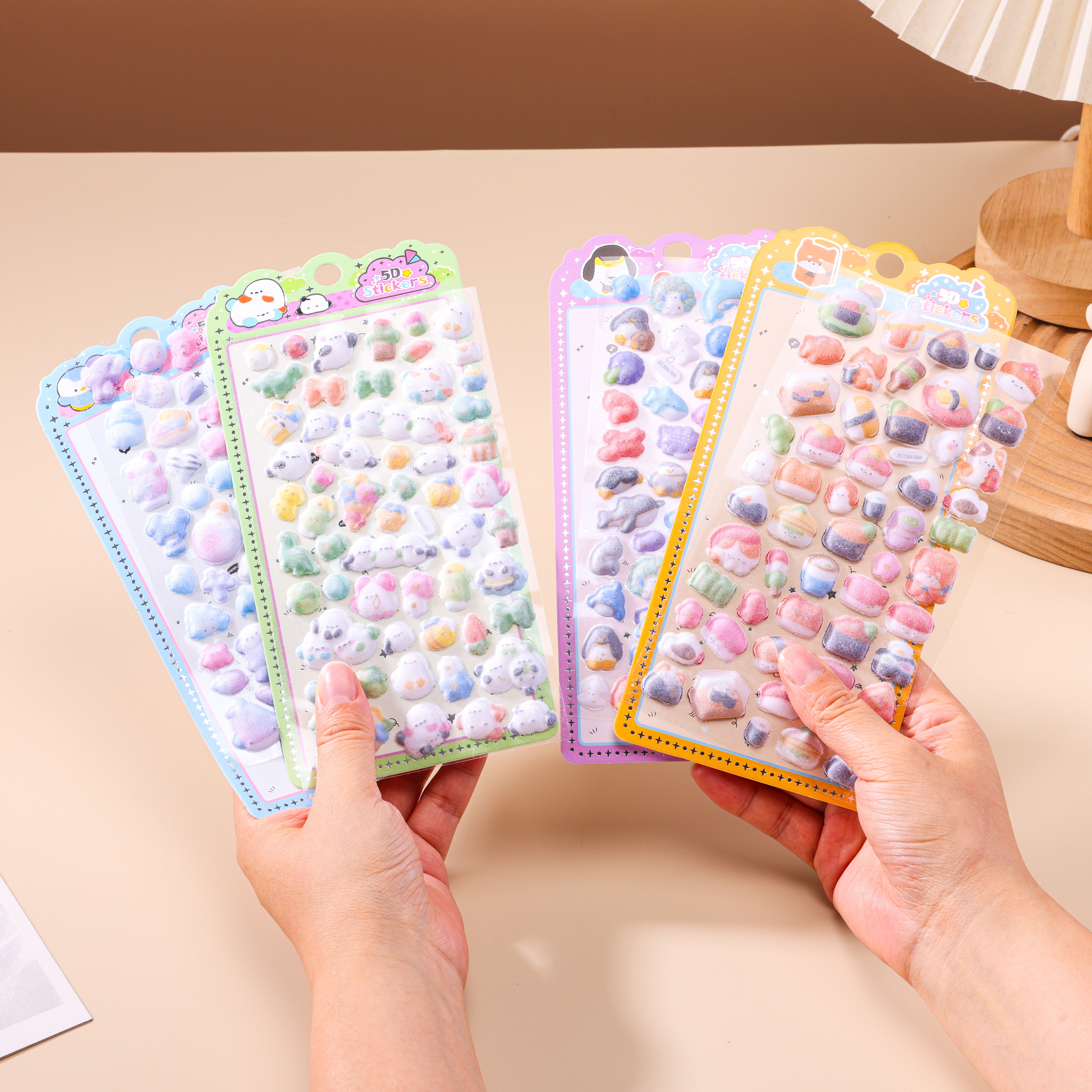 Plush embossed cartoon 3D stickers, cute diy mobile phone decorative stickers, handbooks, plush 3D decorative stickers Application Scenario