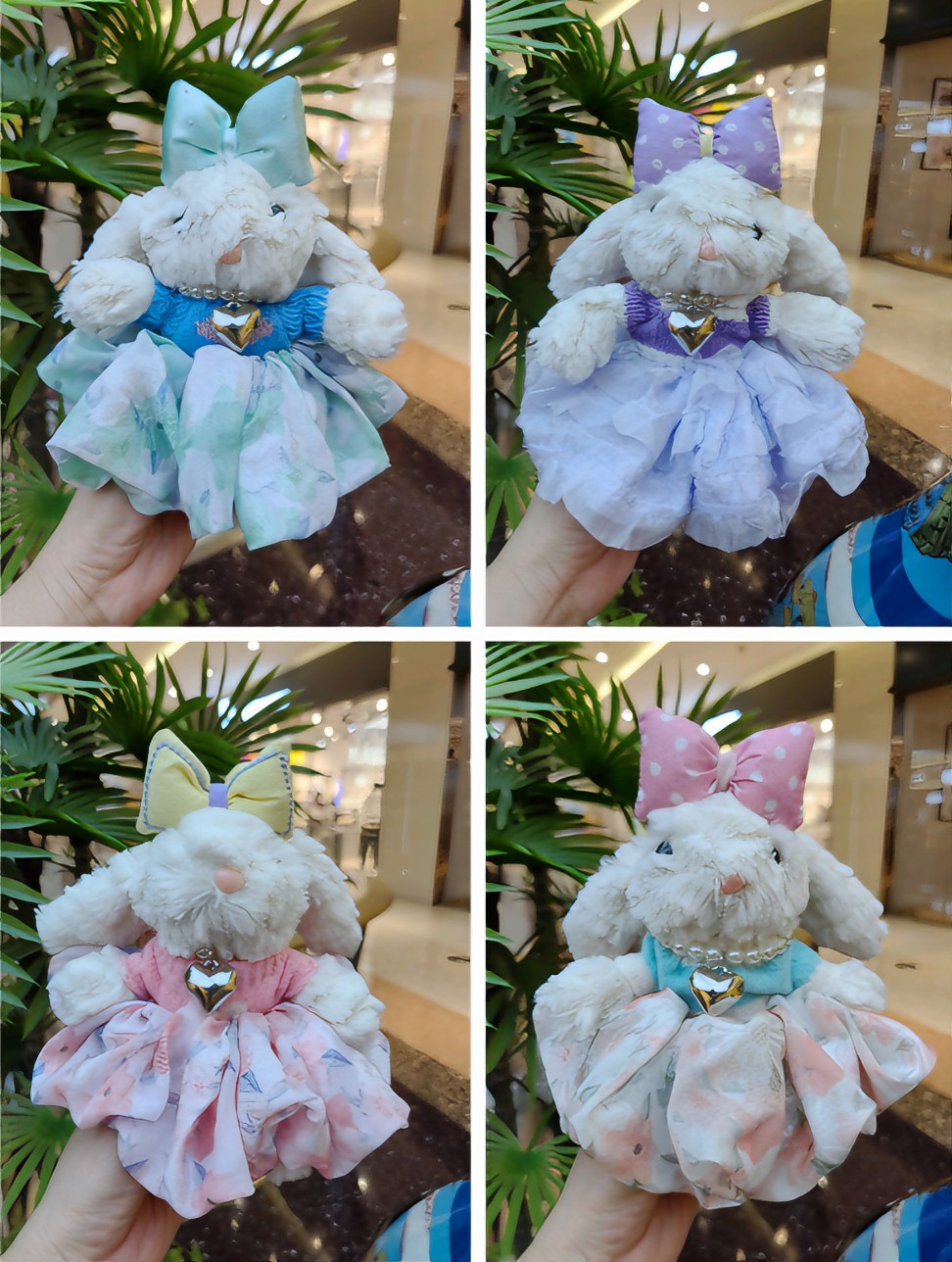 Ear-hanging rabbit keychain plush rabbit doll, Qixi Festival gift plush doll