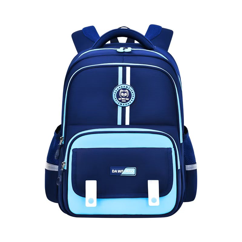 2026 moda simple patchwork niños casual mochila, impermeable y resistente al desgaste, gran capacidad, gran cola gato araña de protección reduce la carga para los estudiantes de primaria 1-6 grado mochila escolar detail image 11