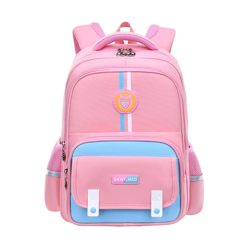 2026 moda simple patchwork niños casual mochila, impermeable y resistente al desgaste, gran capacidad, gran cola gato araña de protección reduce la carga para los estudiantes de primaria 1-6 grado mochila escolar detail image 12