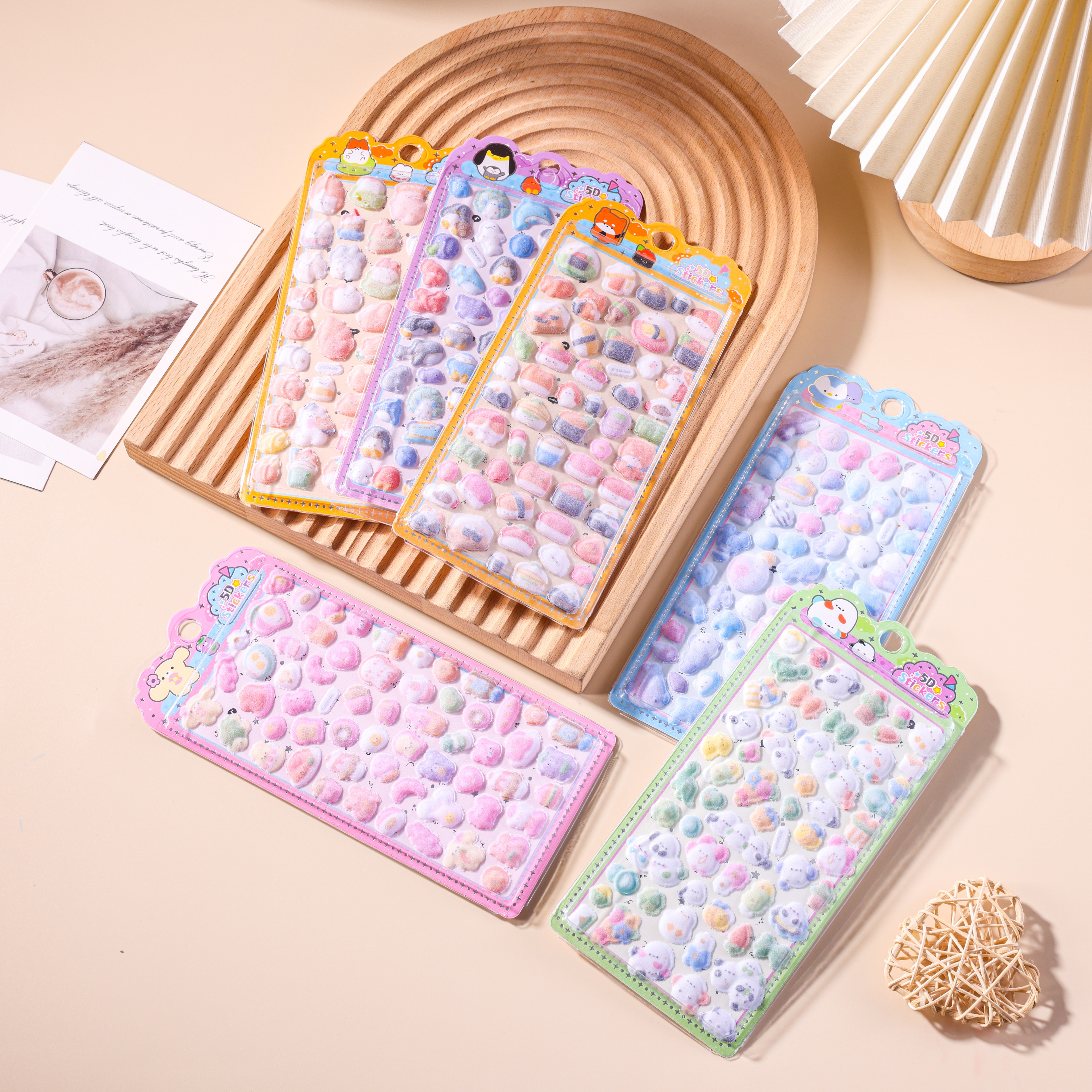Plush embossed cartoon 3D stickers, cute diy mobile phone decorative stickers, handbooks, plush 3D decorative stickers details Picture