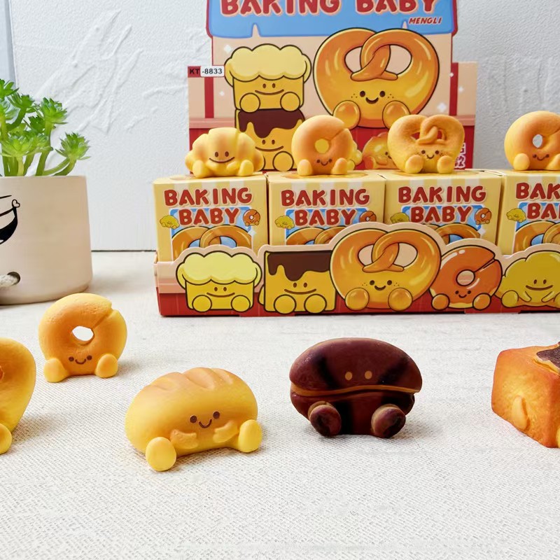 Baked bread shop plush toys, creative and trendy blind boxes, table decoration figurines and small ornaments Application Scenario