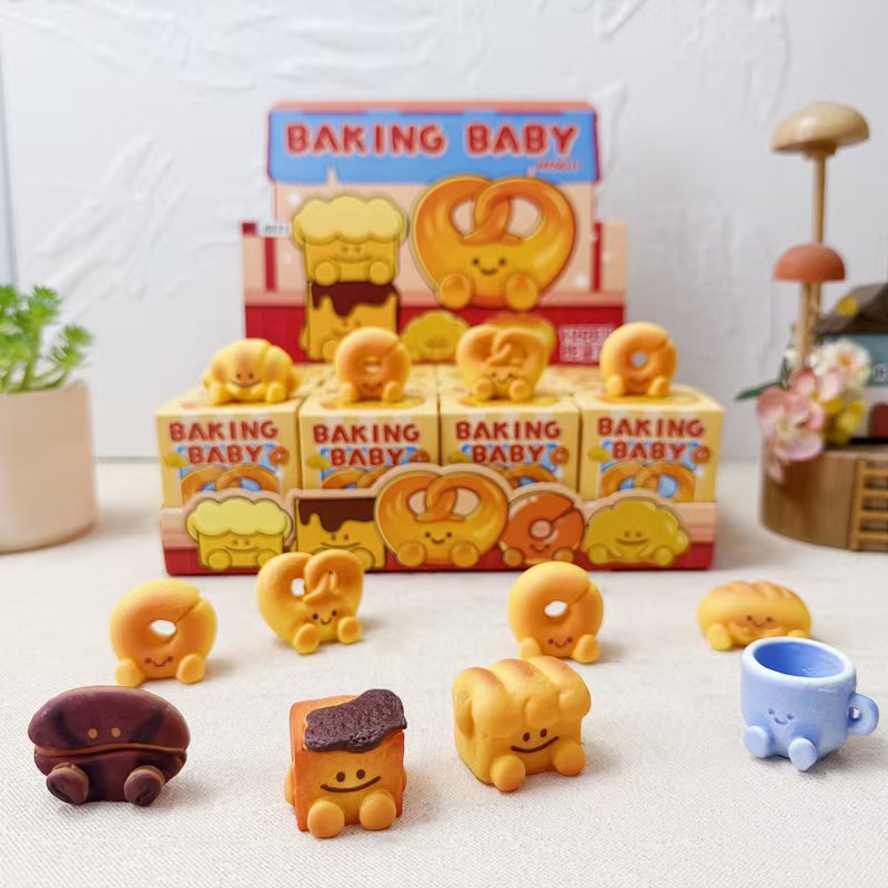 Baked bread shop plush toys, creative and trendy blind boxes, table decoration figurines and small ornaments