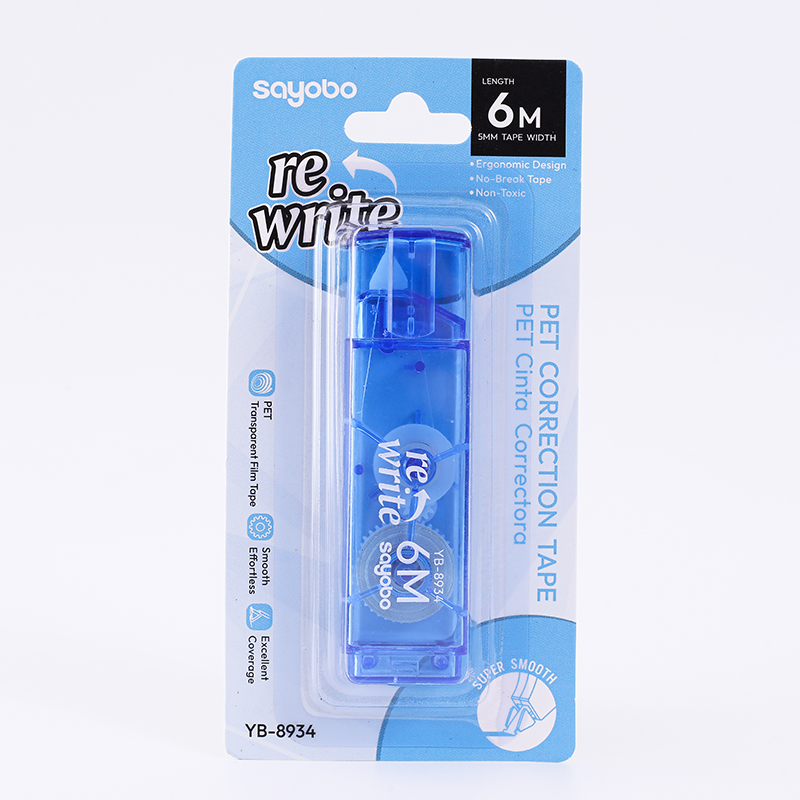 The YB-8934 English version features a 6-meter full-length correction tape with a pen clip design for easy portability Item Picture