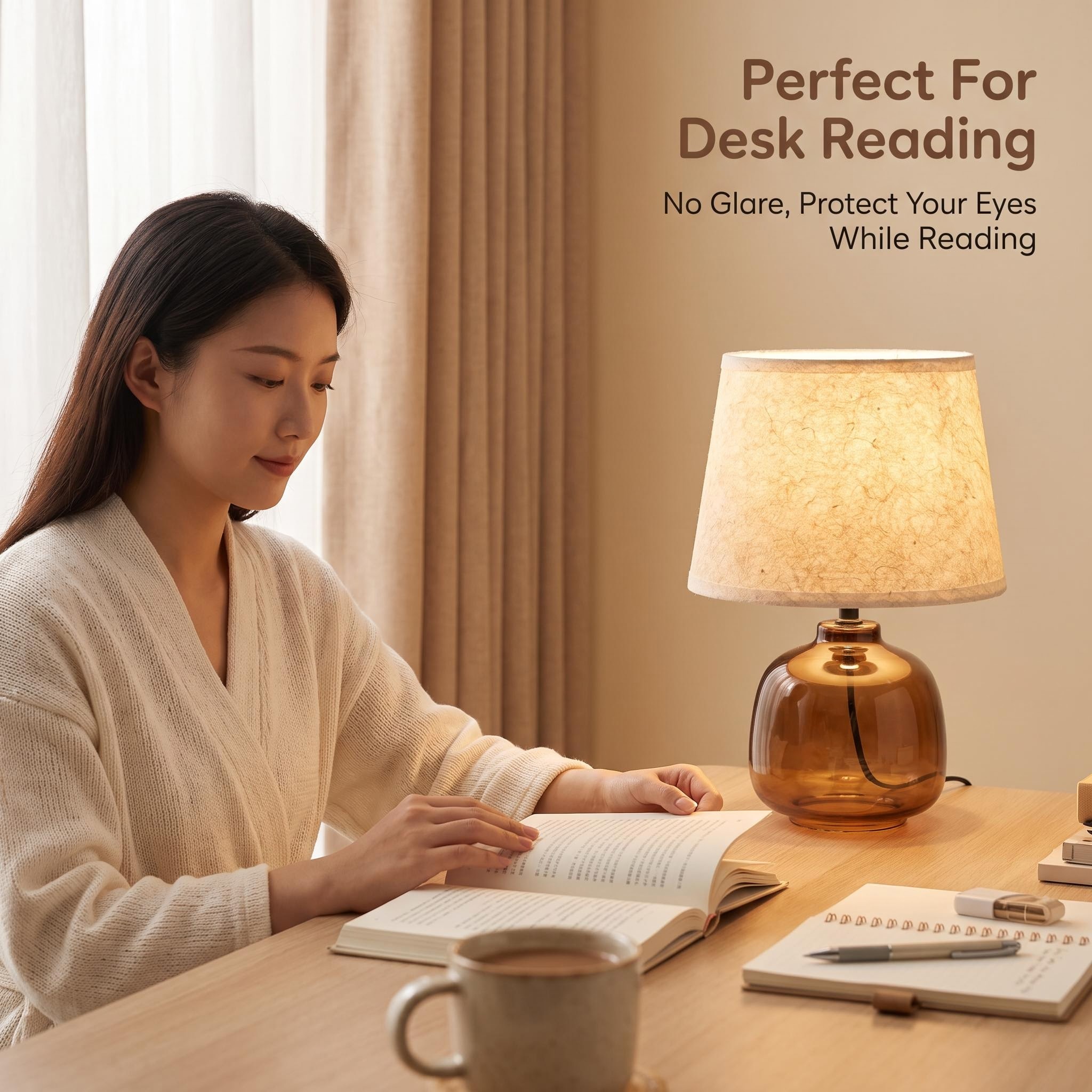 Starting from 32 pieces of each piece of the 2026 Jilian new three-color glass cloth cover table lamp details Picture