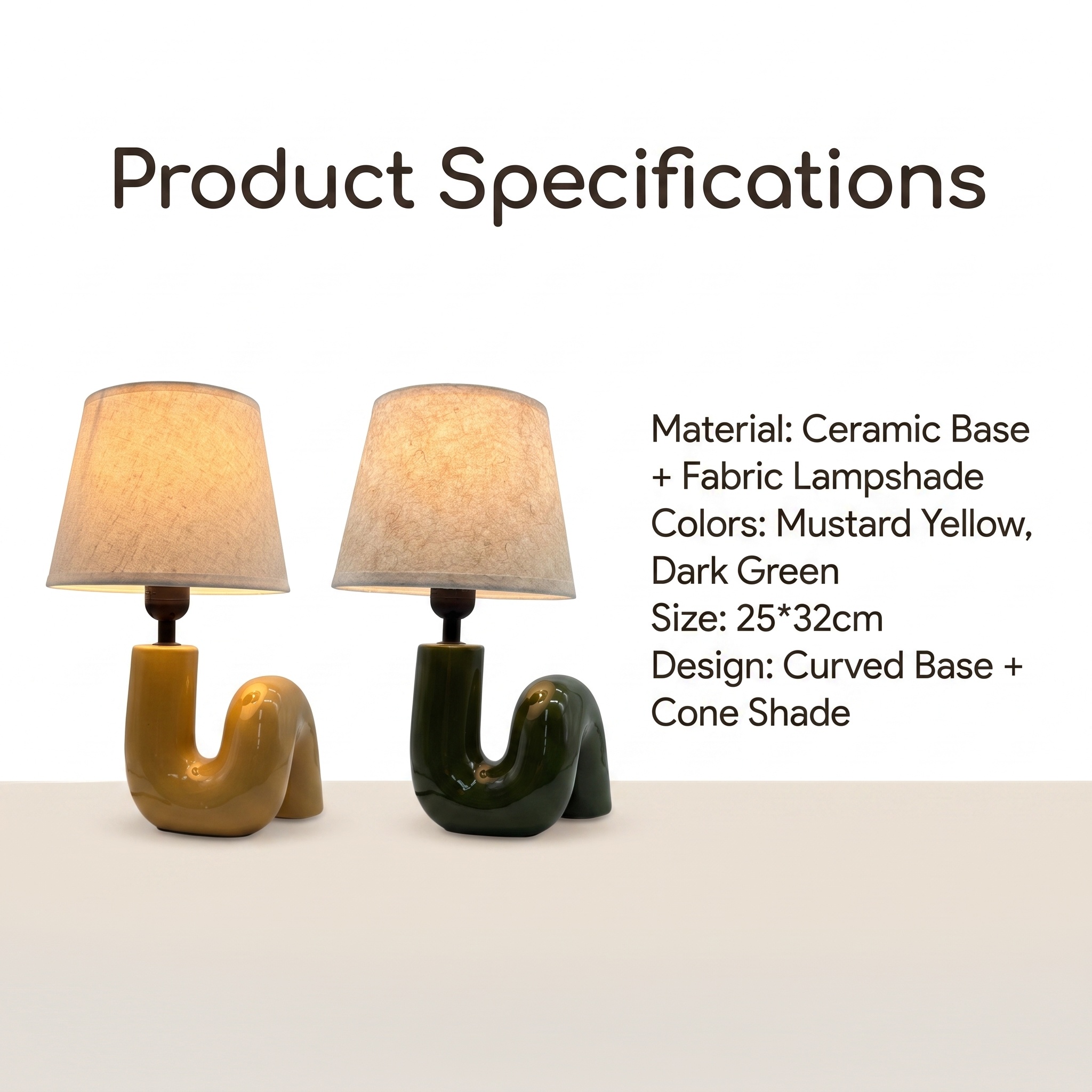 The 2026JL new ceramic yellow and green curved table lamp is available for order starting from 24 pieces per piece Item Picture