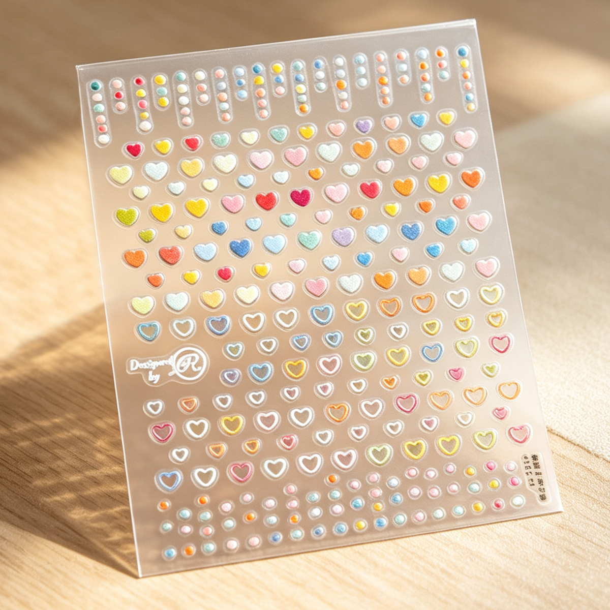 Macaron heart-shaped dot nail stickers, embossed three-dimensional Japanese-style cute girl self-adhesive nail stickers with small patterns Specification image