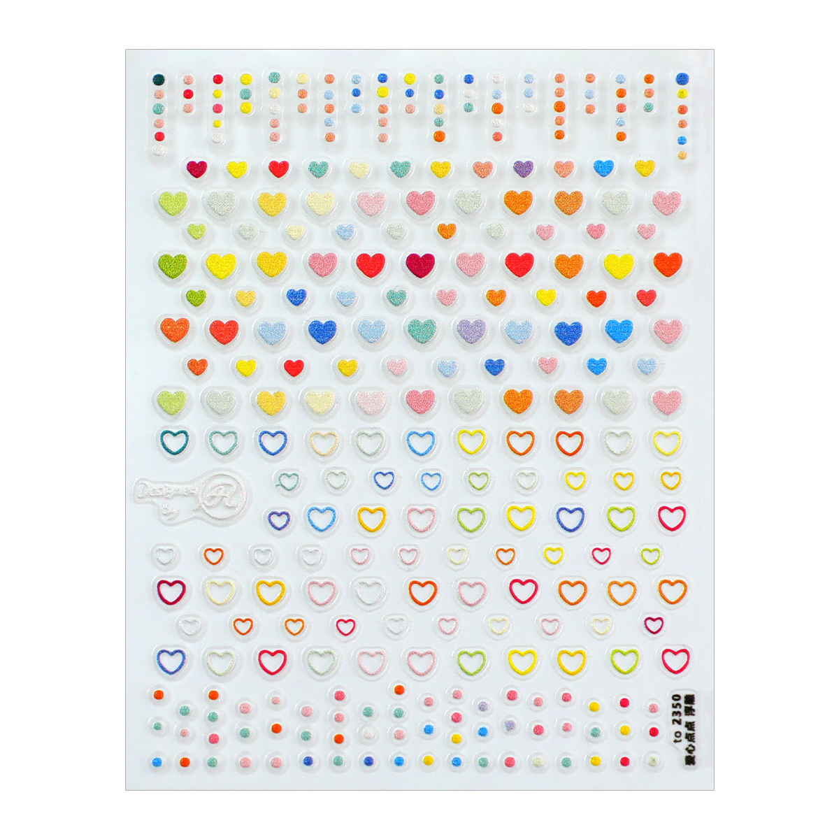 Macaron heart-shaped dot nail stickers, embossed three-dimensional Japanese-style cute girl self-adhesive nail stickers with small patterns Item Picture