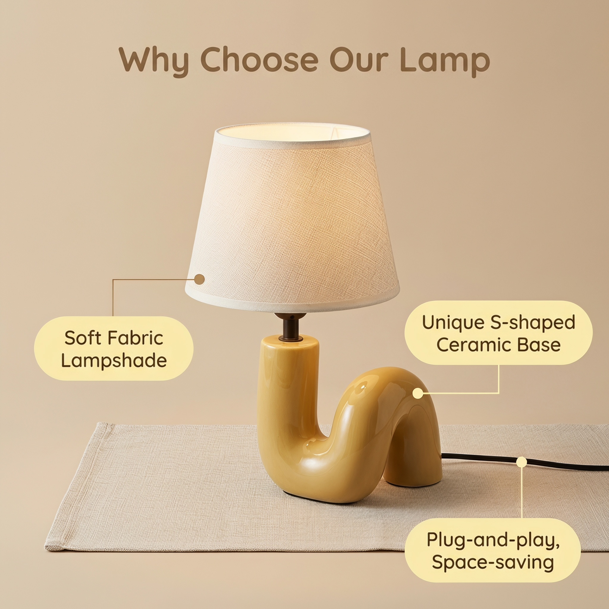 The 2026JL new ceramic yellow and green curved table lamp is available for order starting from 24 pieces per piece Application Scenario