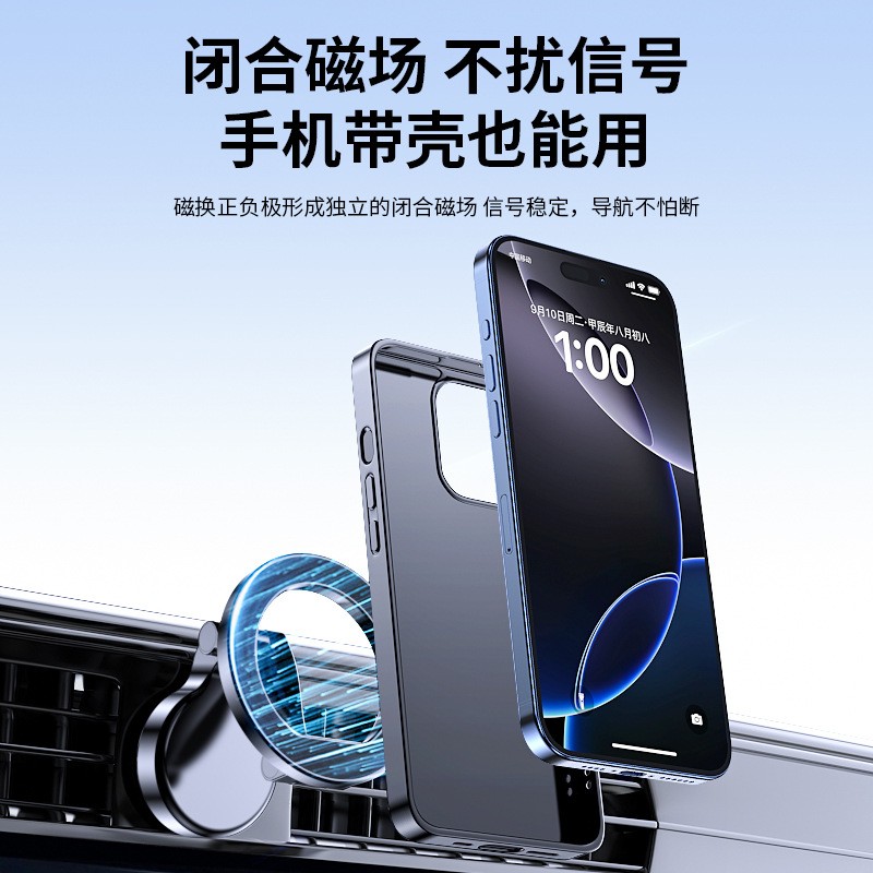 YC25 dashboard magnetic car stand, magnetic rubber bottom phone stand, car magnetic phone stand, magnetic car center console phone stand, rotating phone stand Application Scenario