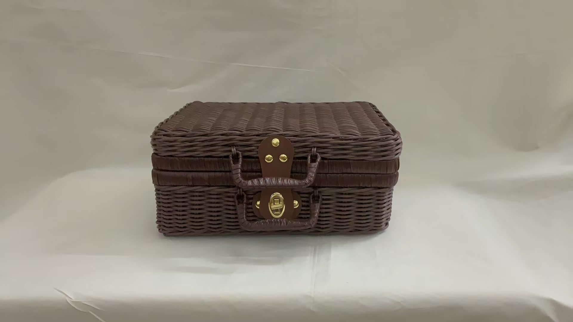 Color gris fina imitación ratán tejido caja de almacenamiento conjunto caja de almacenamiento de decoración interior caja de almacenamiento de colocación de libros caja de almacenamiento de cosméticos de Señora Campo campo de camping cesta de picnic pic 9