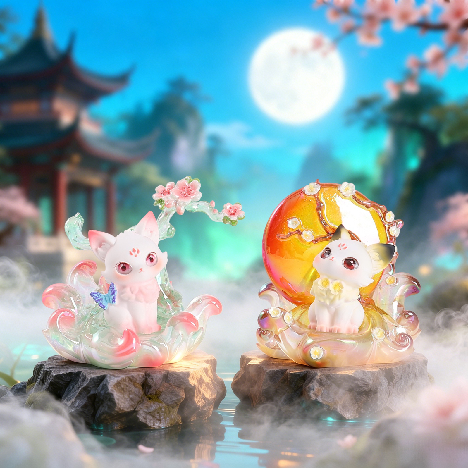 Nine-tailed Dream Picker Fox Blind Box, National Trend desktop ornament, resin handicraft, creative home decoration Application Scenario