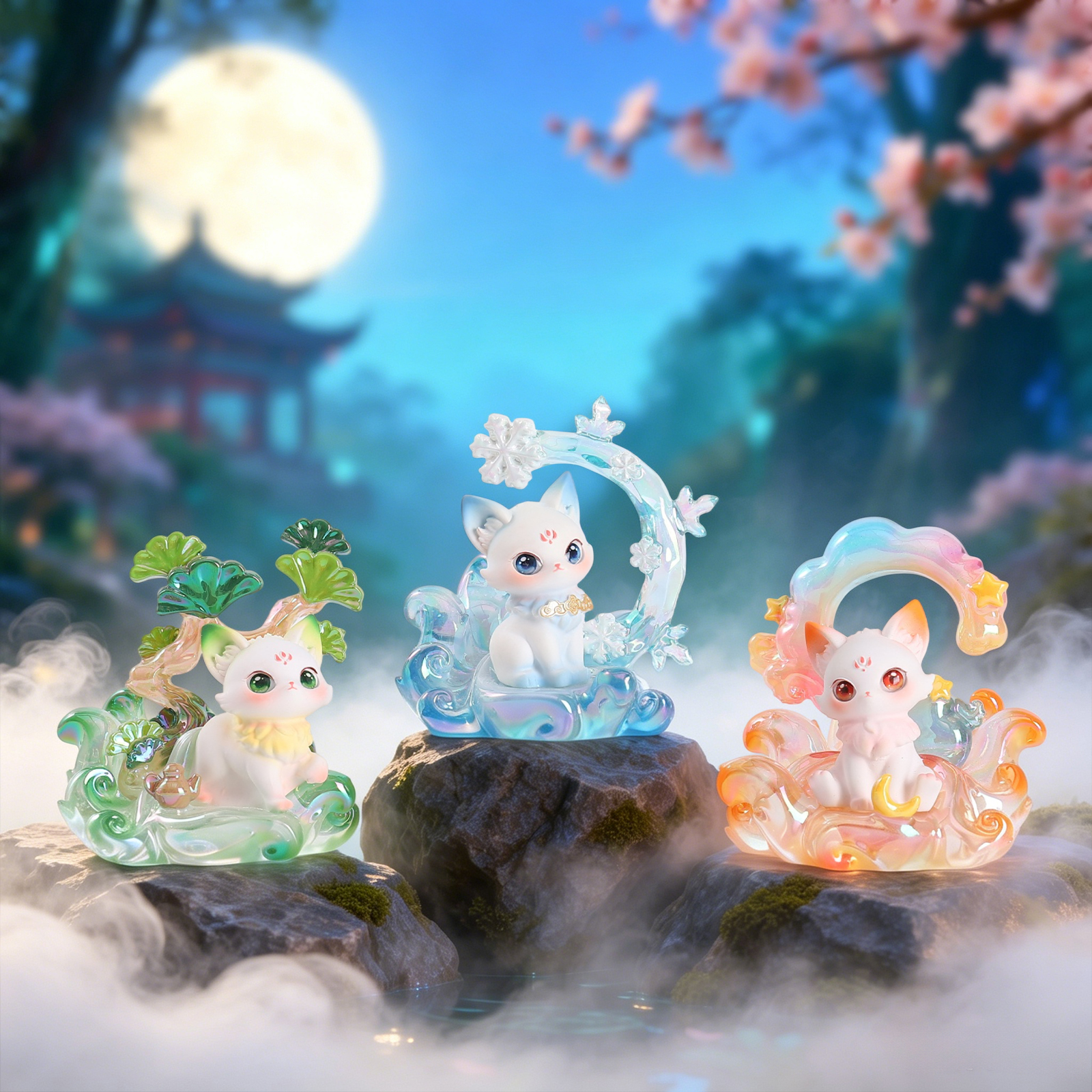 Nine-tailed Dream Picker Fox Blind Box, National Trend desktop ornament, resin handicraft, creative home decoration Specification image