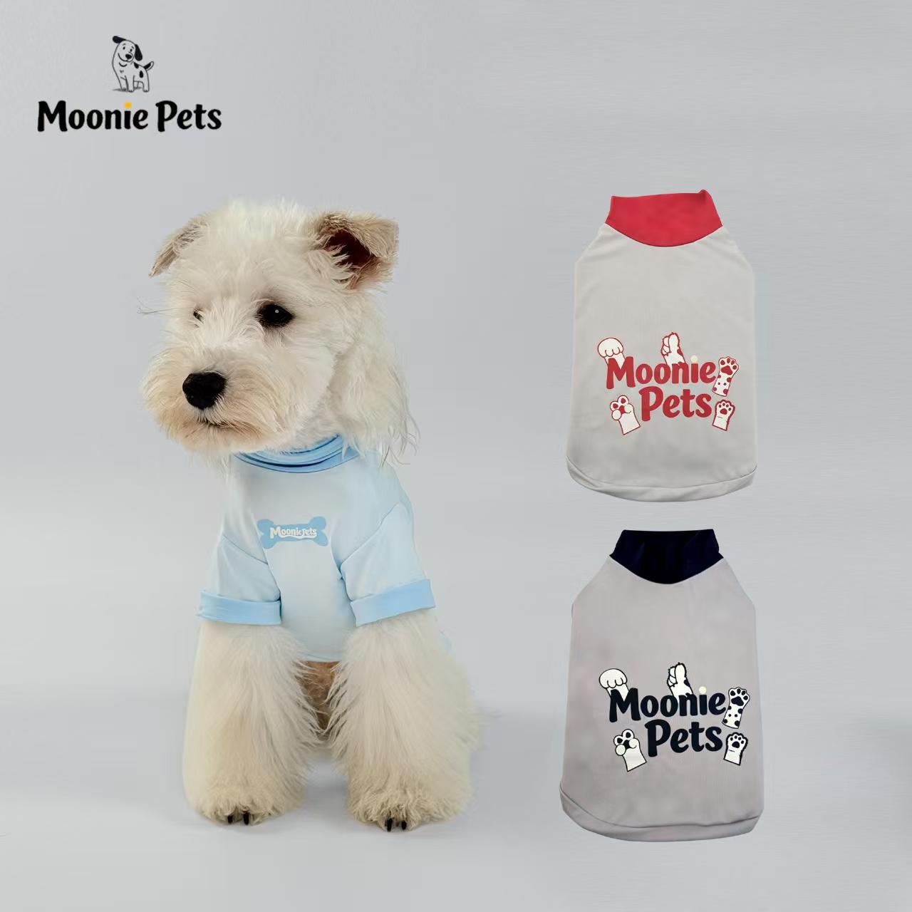Korean letter-printed short-sleeved, color-blocking lapel T-shirt for dogs, breathable and thin pet clothing for spring and summer