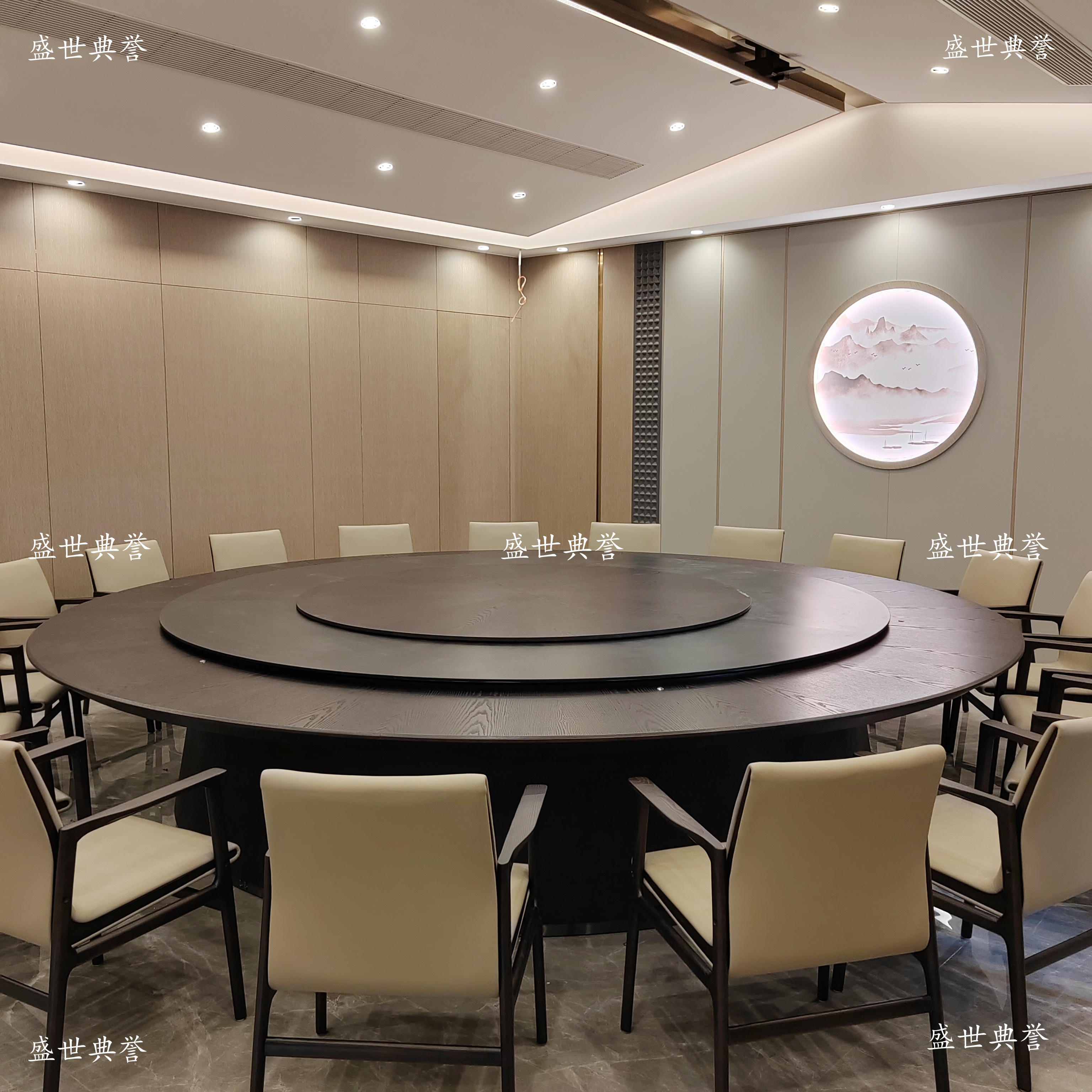Jinan International Hotel Catering furniture, solid wood tables and chairs for private rooms in restaurants, solid wood electric round tables for reception in conference centers