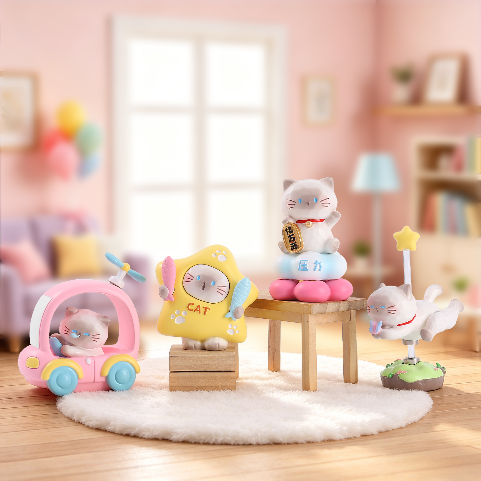 Siamese Cat's Little Beauty Blind Box Cartoon Cat resin Handicraft Home desktop Display details Picture