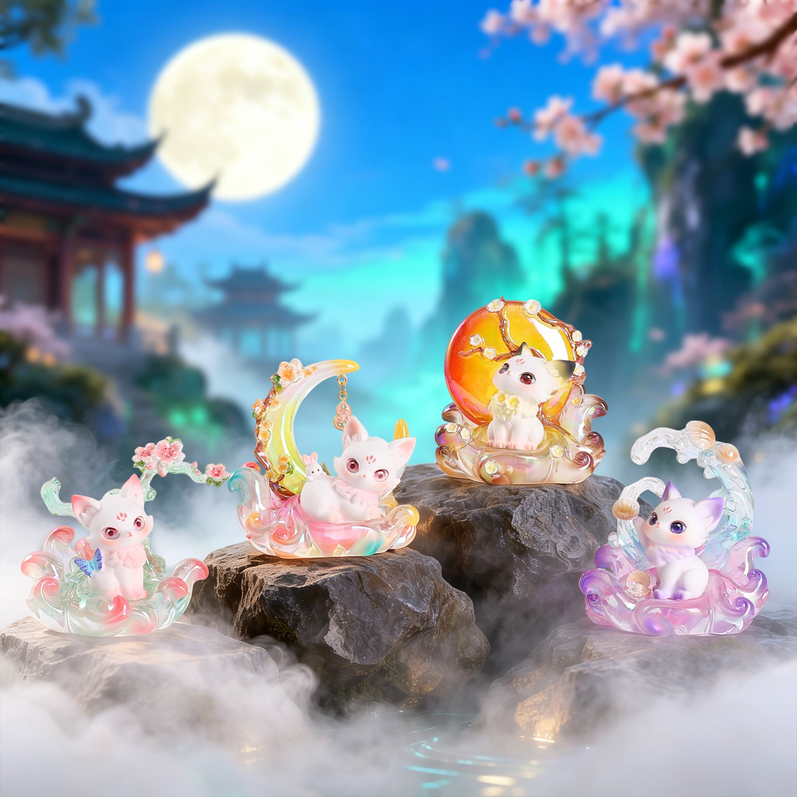 Nine-tailed Dream Picker Fox Blind Box, National Trend desktop ornament, resin handicraft, creative home decoration details Picture
