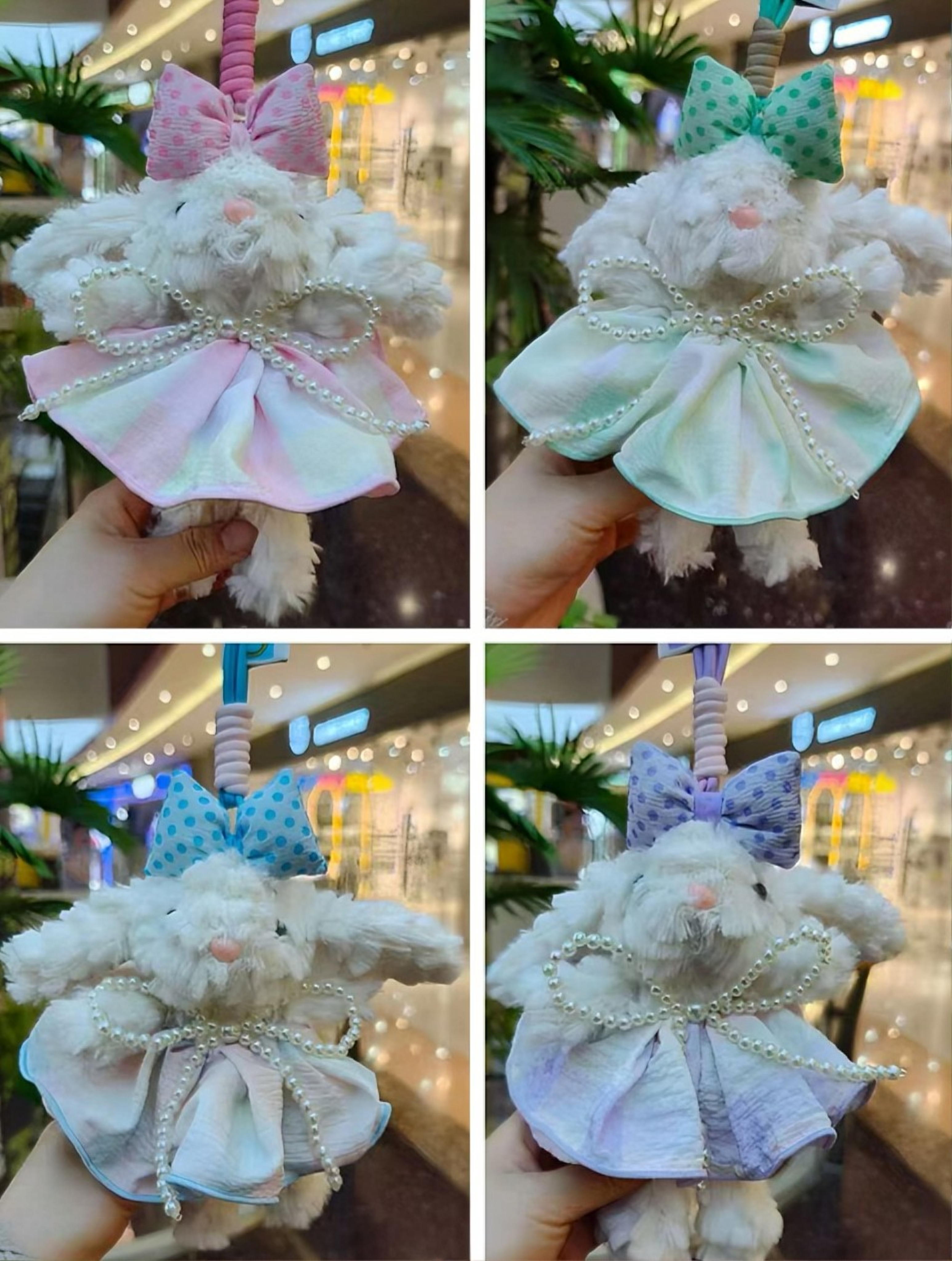 Colgante de orejas conejo peluche llavero simulación peluche forma conejo lindo mochila colgante muñeca