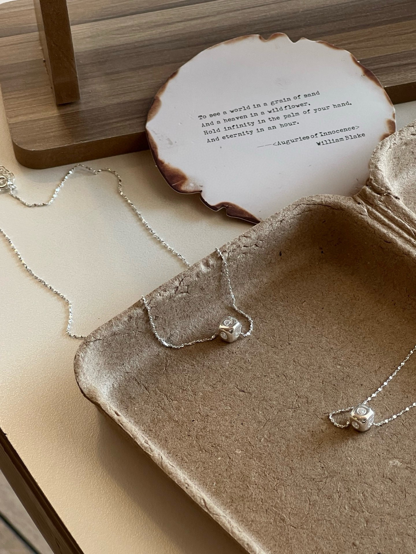 S925 sterling silver small sugar Cube necklace Specification image