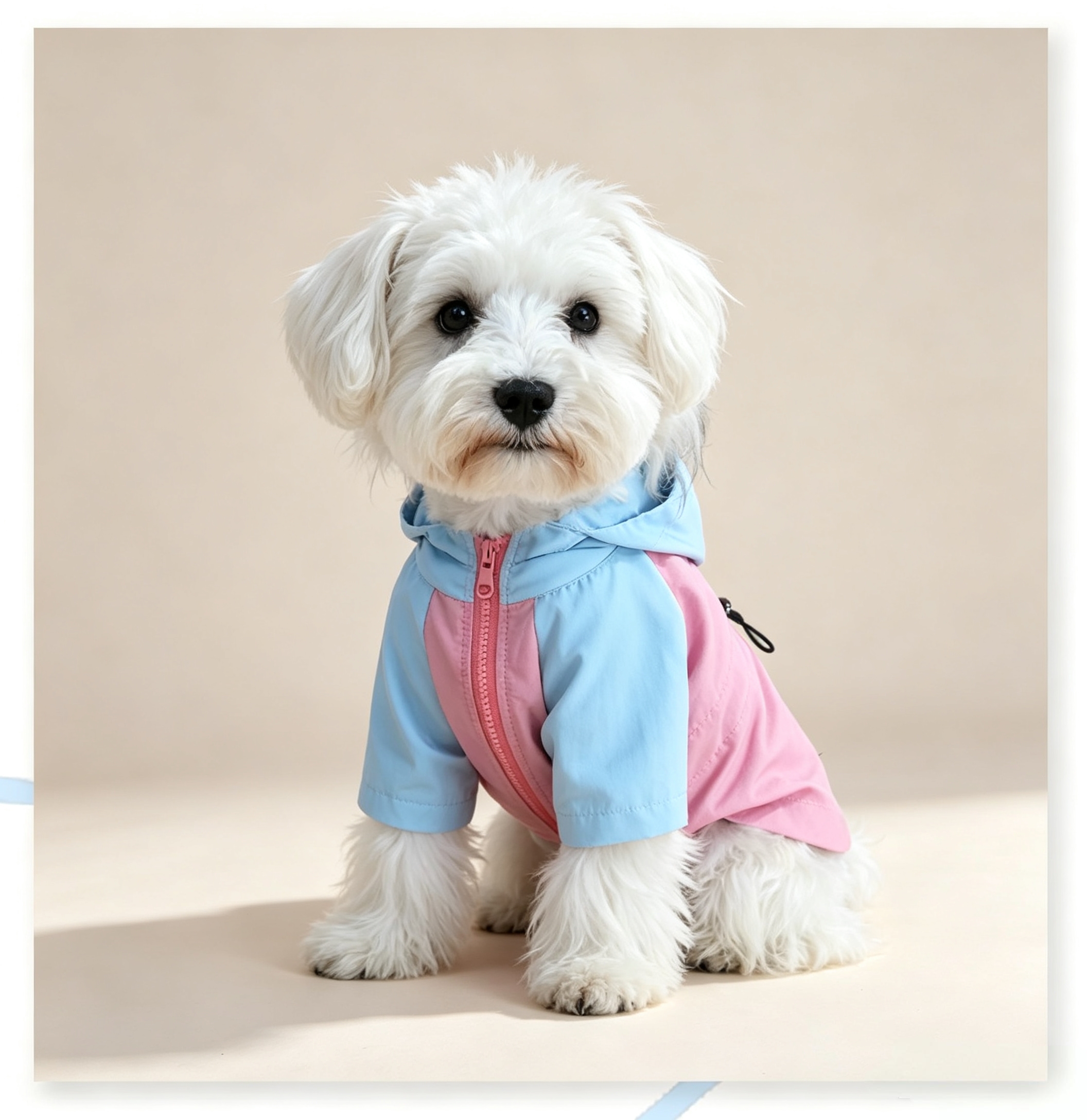 Macaron color-blocked pet windbreaker, waterproof hooded jacket, spring and autumn rainproof clothes for cats and dogs