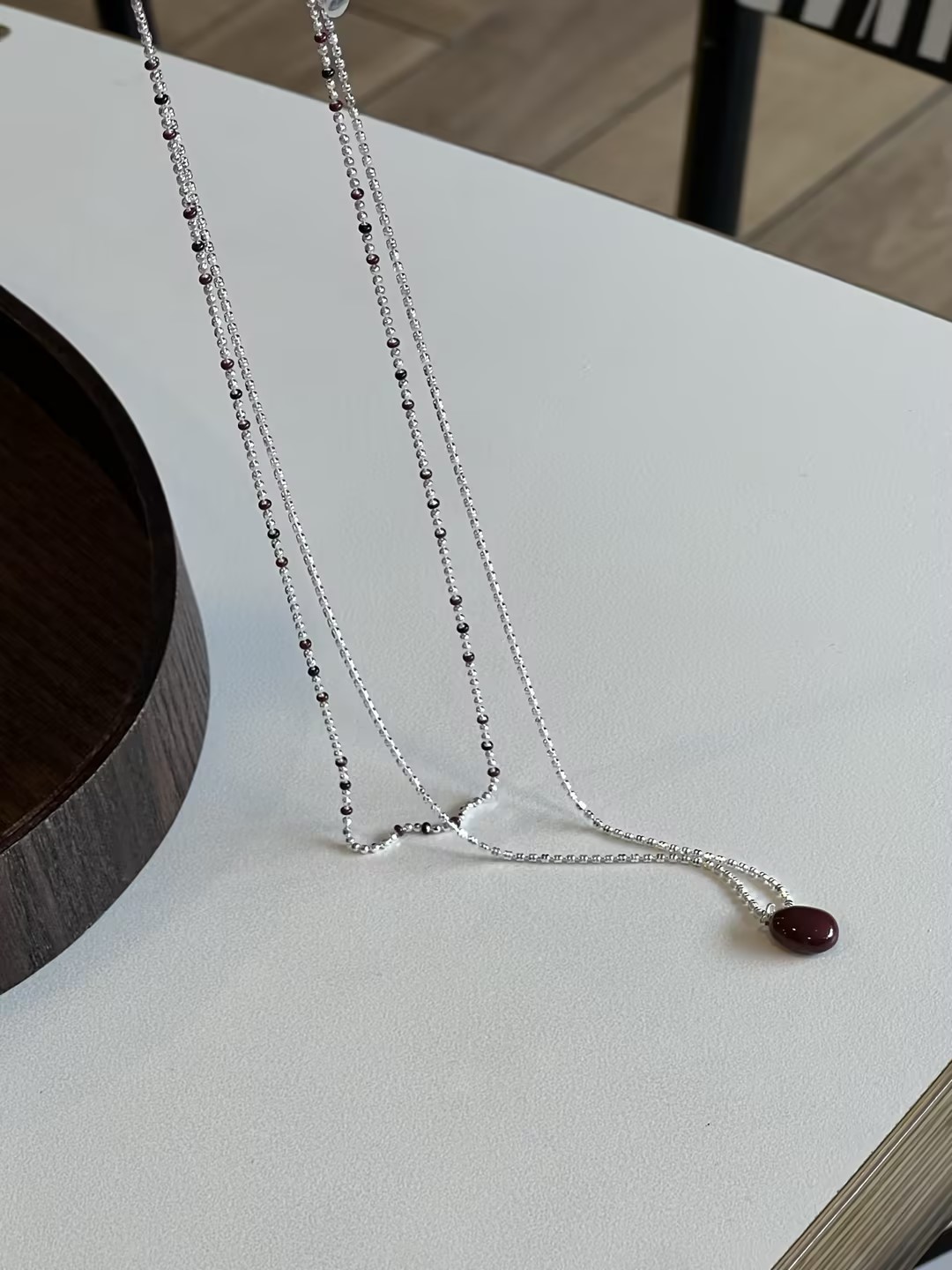 S925 sterling silver retro enamel double-layer necklace