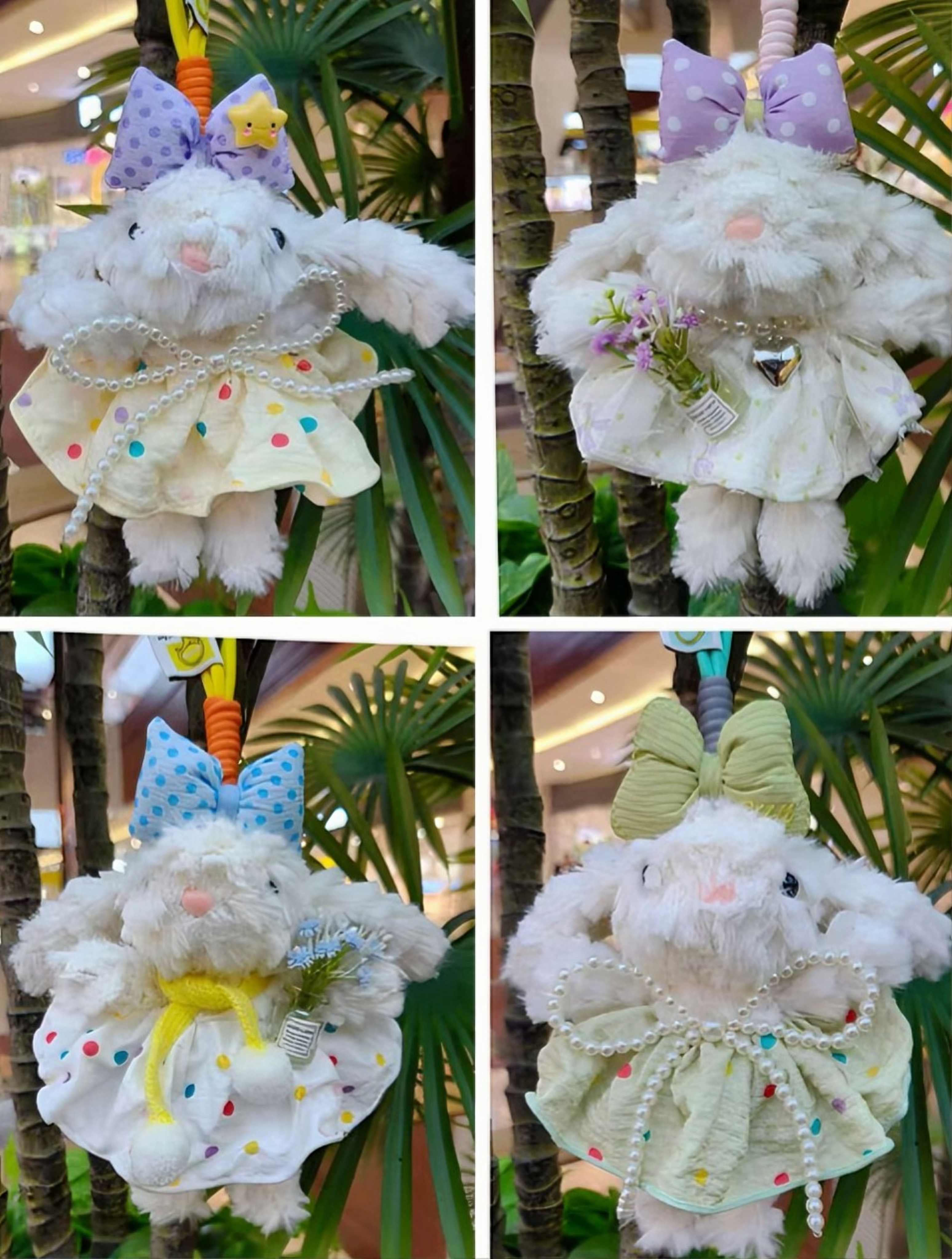 Colgante de orejas conejo peluche llavero simulación peluche forma conejo lindo mochila colgante muñeca Specification image