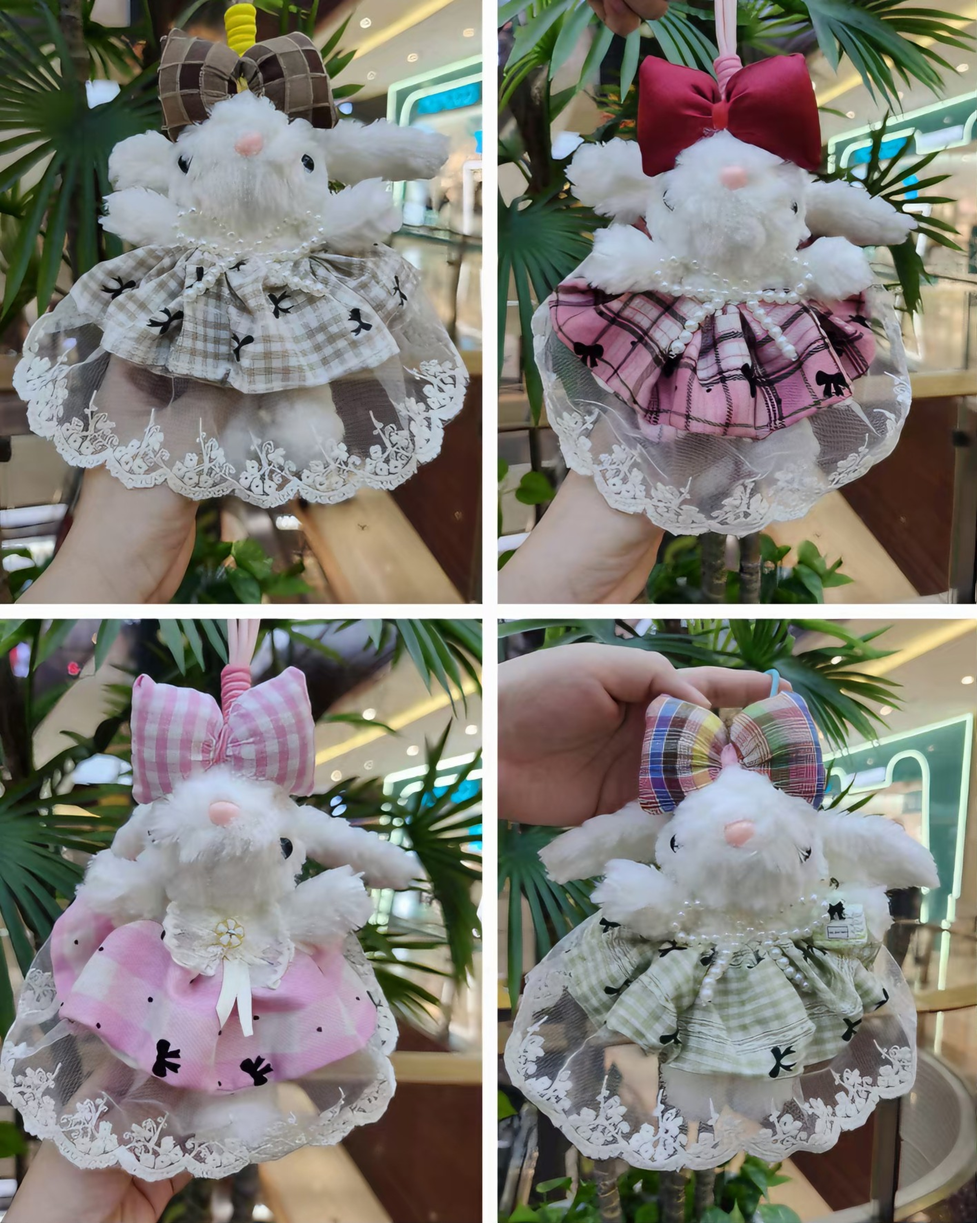 Colgante de orejas conejo peluche llavero simulación peluche forma conejo lindo mochila colgante muñeca Application Scenario