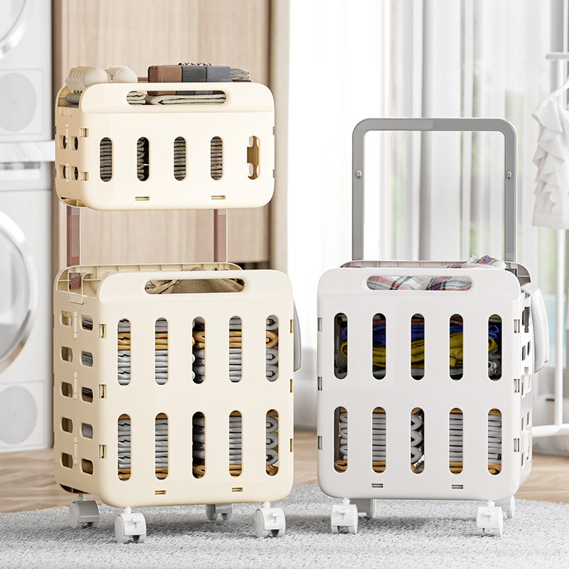 【CL】26Q3#0579 Multi-functional folding hand-pushed and pulled truck, beach luggage cart, grocery cart, small pull cart, outdoor portable storage basket with wheels design