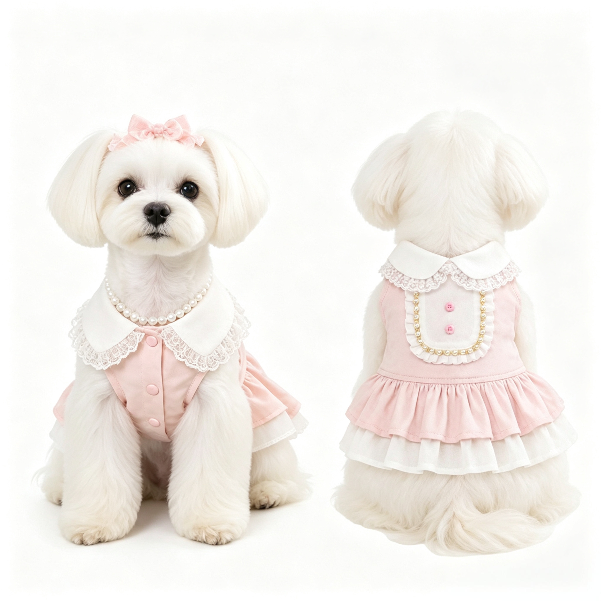 Pearl lace double-layer cake dress, small body dog spring and summer breathable dress, popular sweet pet clothing details Picture
