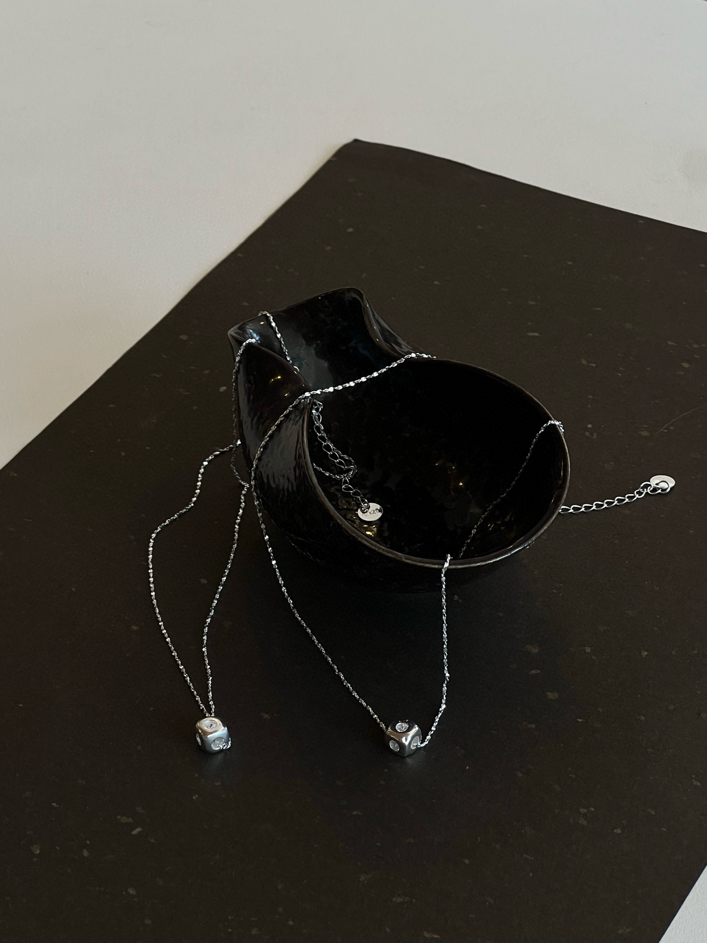 S925 sterling silver small sugar Cube necklace