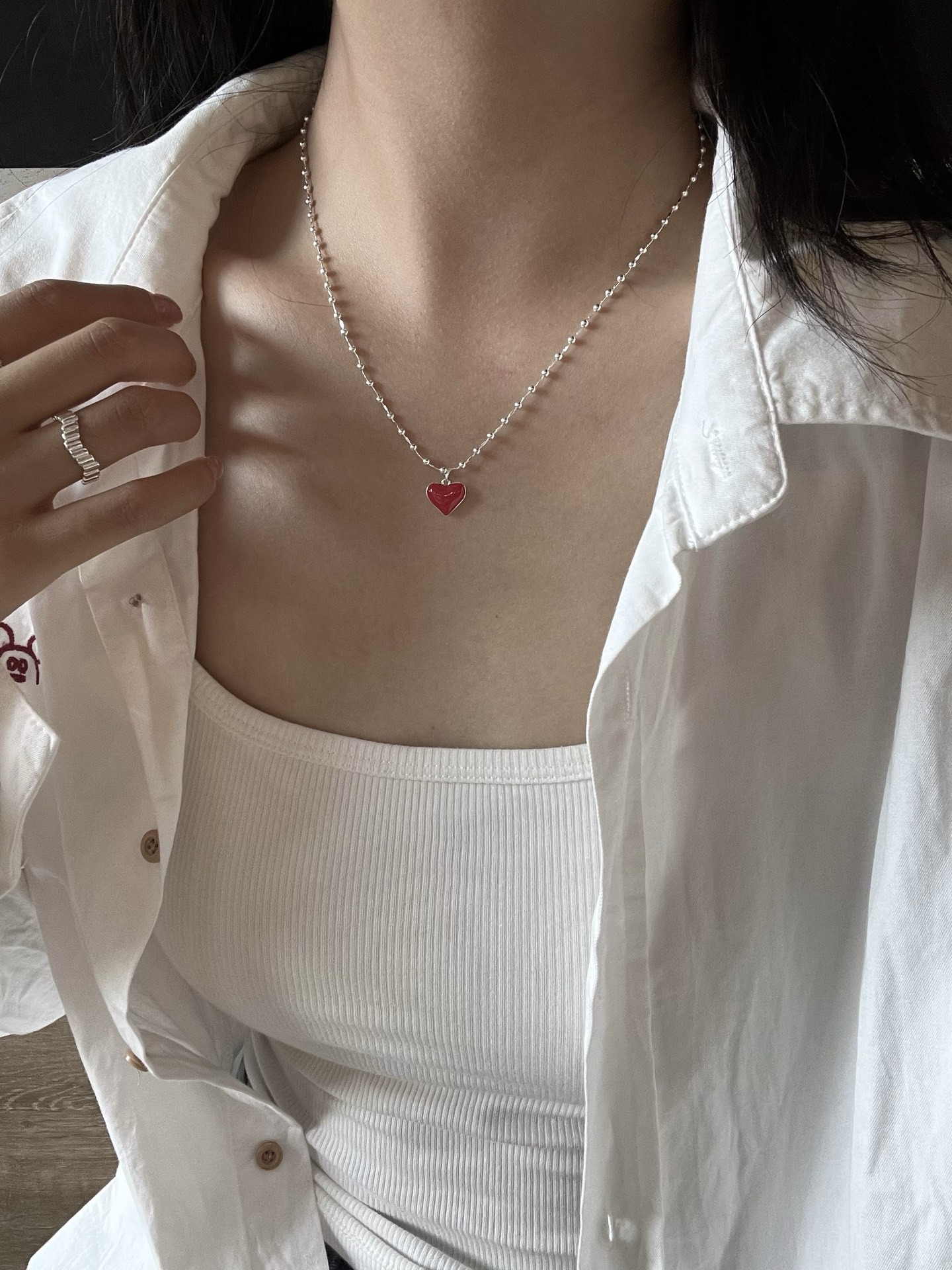 S925 sterling silver heart-shaped necklace