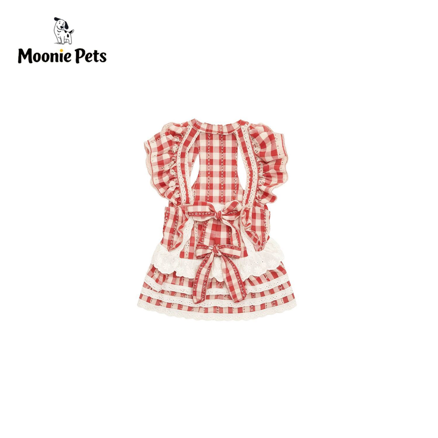 Korean-style red Gloria pet dress with lace traction, dog princess dress, dog spring and summer clothes Specification image