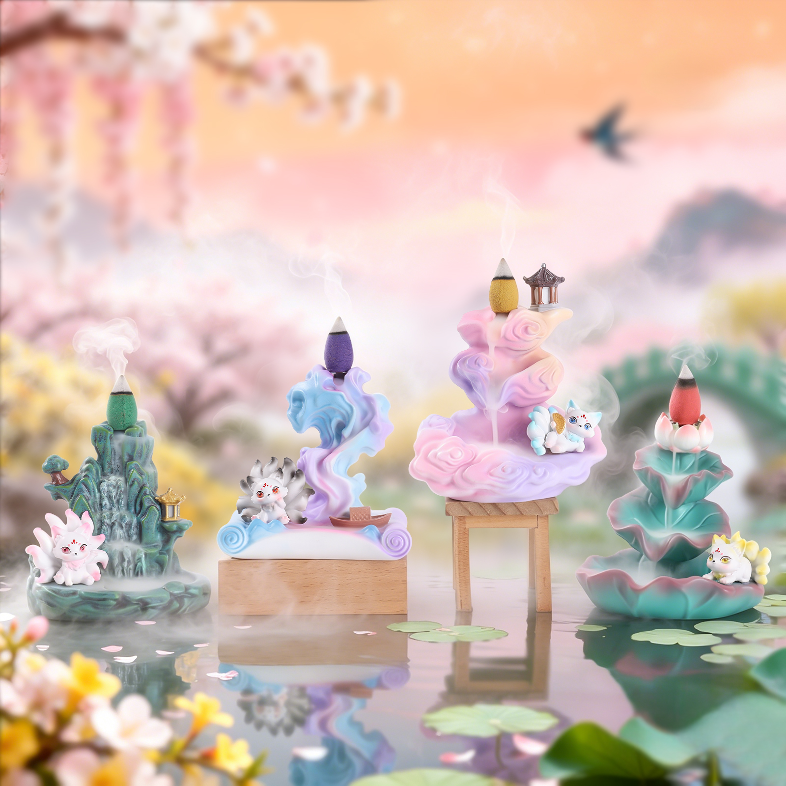 "Fox Smoke into Dreams - Reverse Flow Incense Blind Box, National Trend Aromatherapy Decoration Set, Creative Desktop Decoration, Living Room Entrance Hall Home Decoration. details Picture