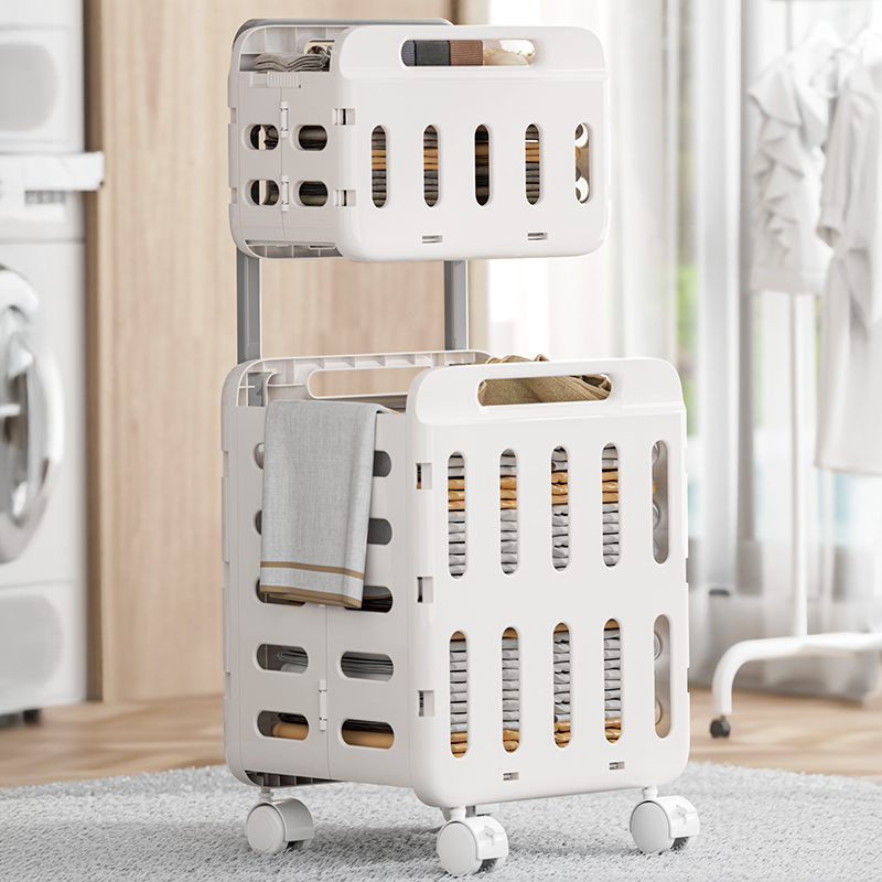 【CL】26Q3#0579 Multi-functional folding hand-pushed and pulled truck, beach luggage cart, grocery cart, small pull cart, outdoor portable storage basket with wheels design Application Scenario