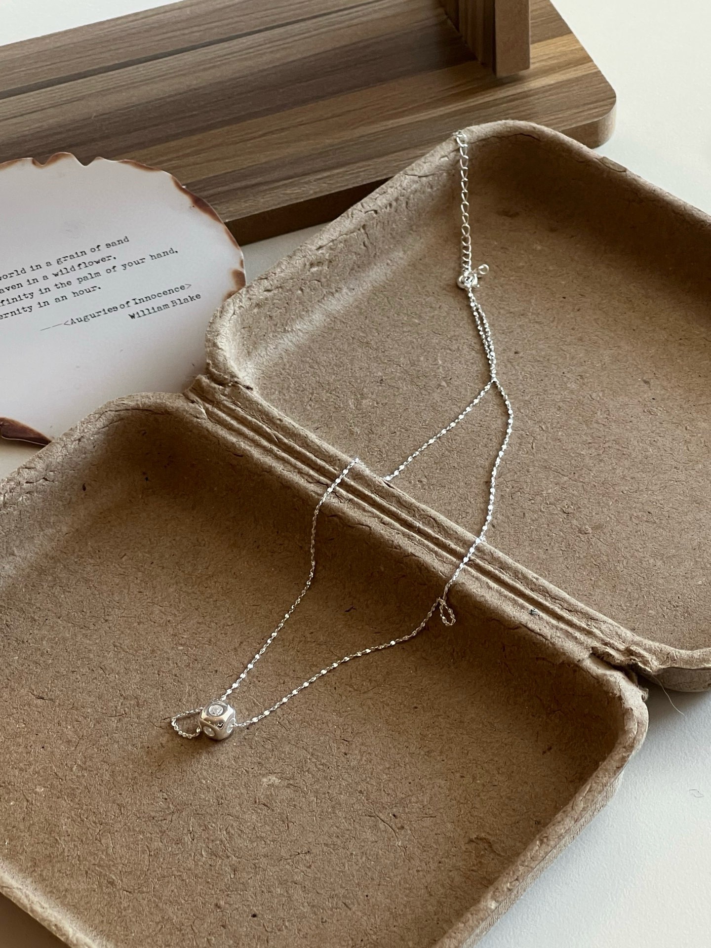 S925 sterling silver small sugar Cube necklace details Picture