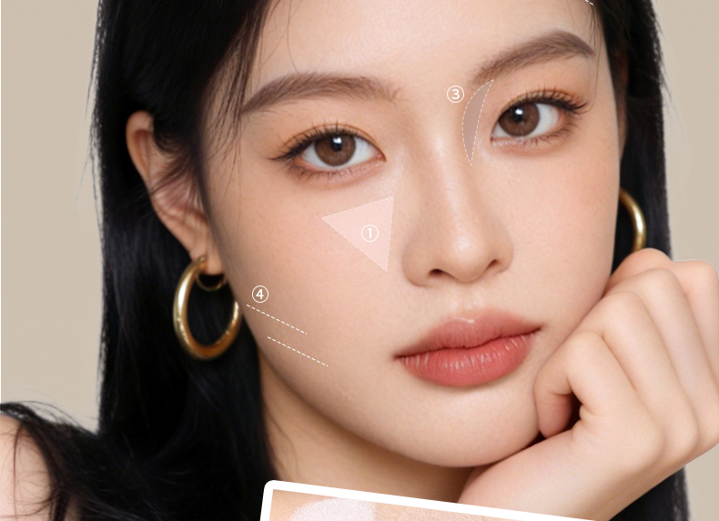 xixi Finely carved and easily painted four-color contouring powder for contour enhancement, highlighting and brightening shadows, nose shadow contouring all-in-one comprehensive plate pic 12