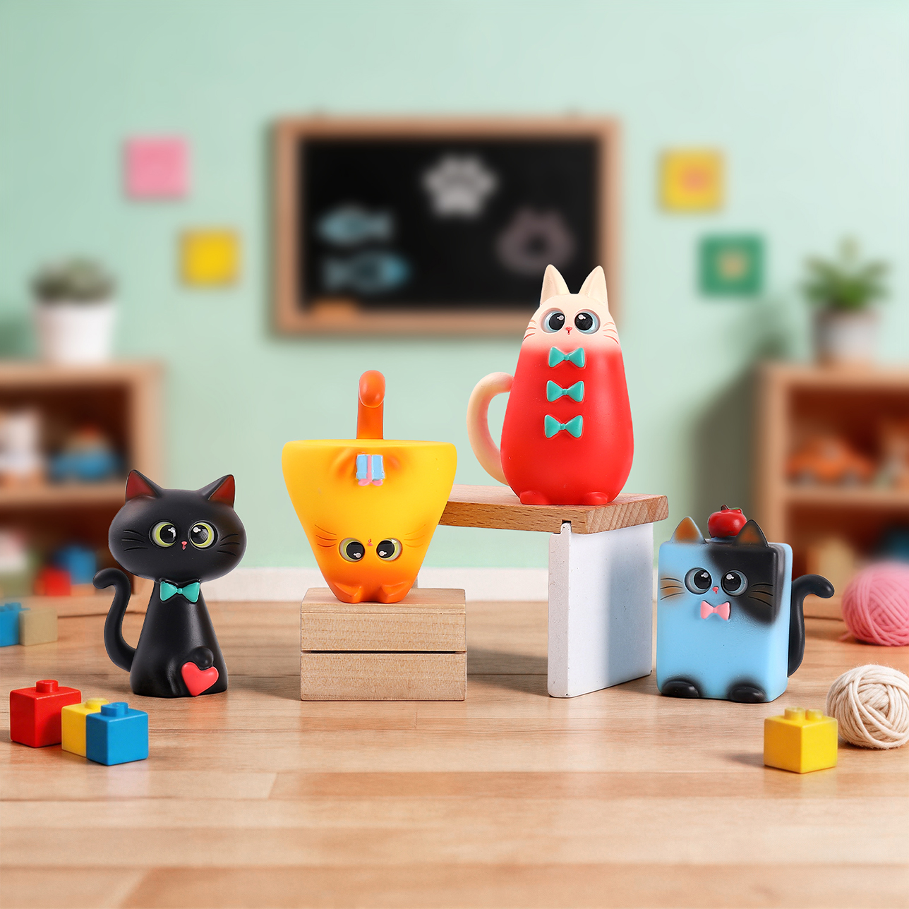 Meow Meow Blind box, cute cats, desktop ornaments, resin handicrafts, trendy toys, figurines, home decoration details Picture